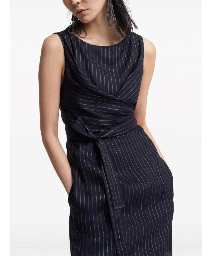 Brunello Cucinelli o1w1db10825 Dress in Open Blue Size M / US 6-8 / IT 42-44 - 5 Thumbnail