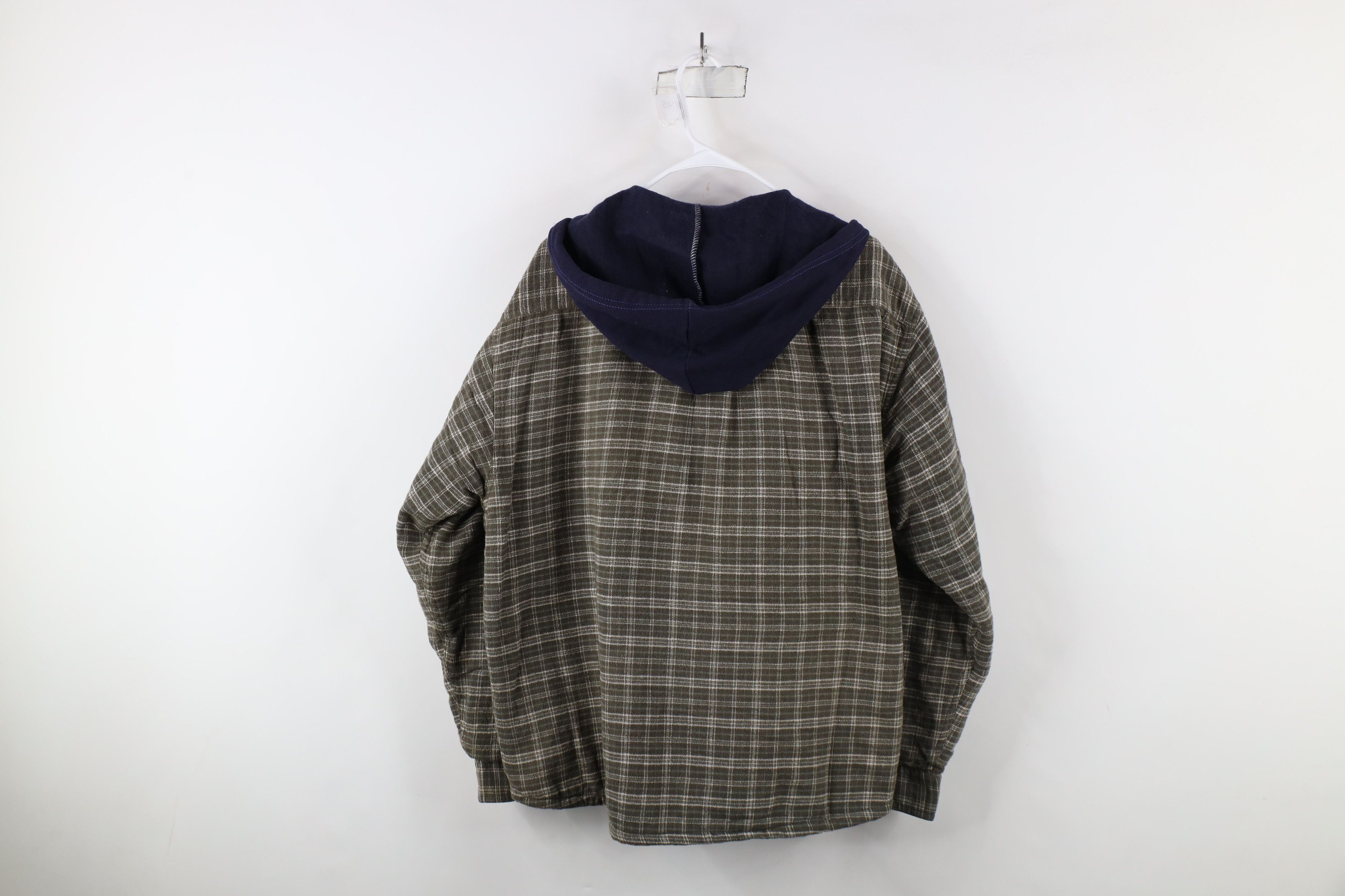 Vintage Deadstock Vintage 90s Streetwear Hooded Flannel Shirt Jacket Size US XXL / EU 58 / 5 - 10 Thumbnail