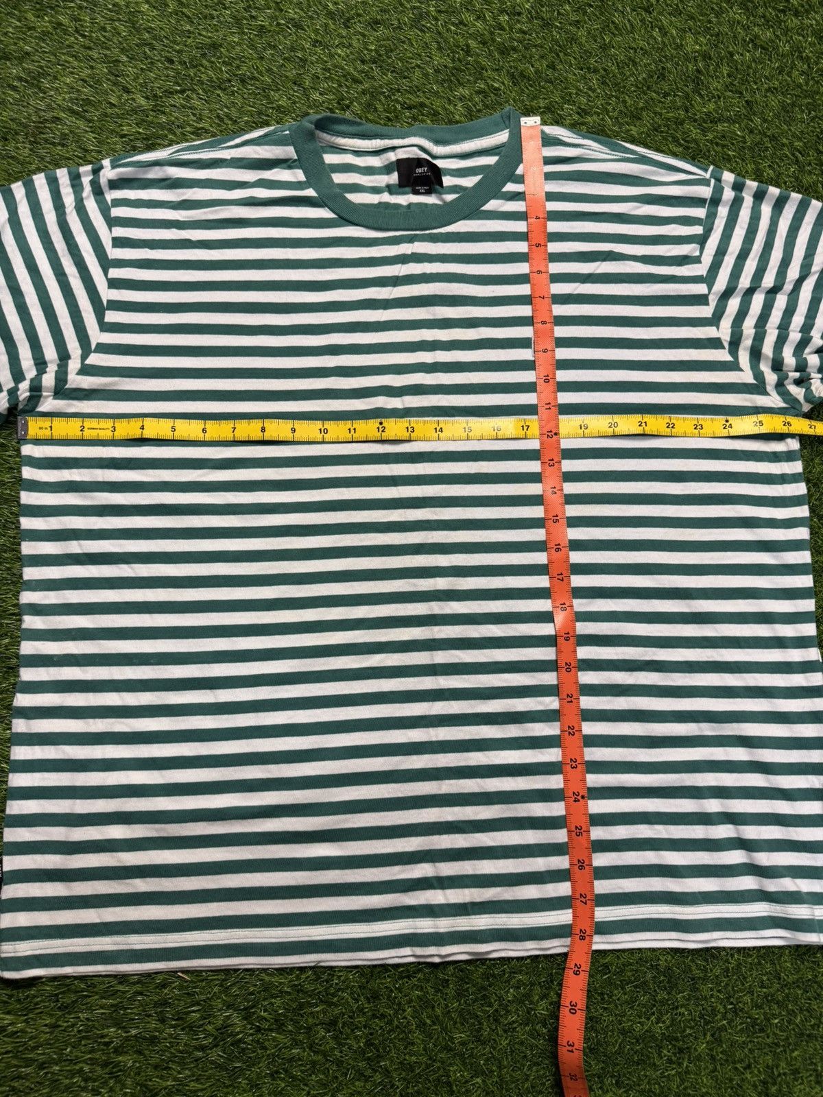 Japanese Brand × Obey assorted tshirt - obey green stripe tshirt Size US XXL / EU 58 / 5 - 7 Thumbnail