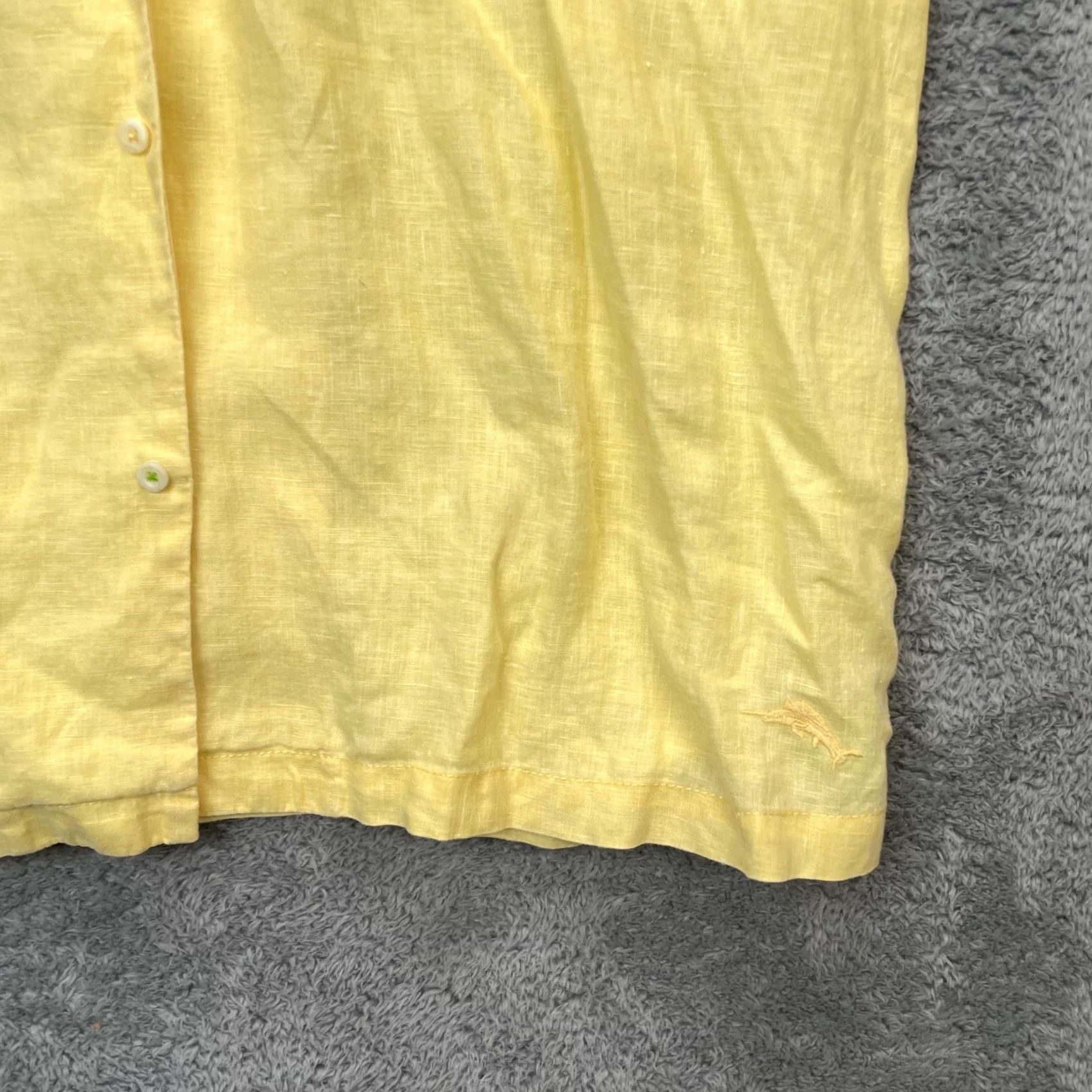 Tommy Bahama VINTAGE Tommy Bahama Shirt Mens XL Yellow Linen Pleated Button Up Side Slit Size US XL / EU 56 / 4 - 6 Thumbnail