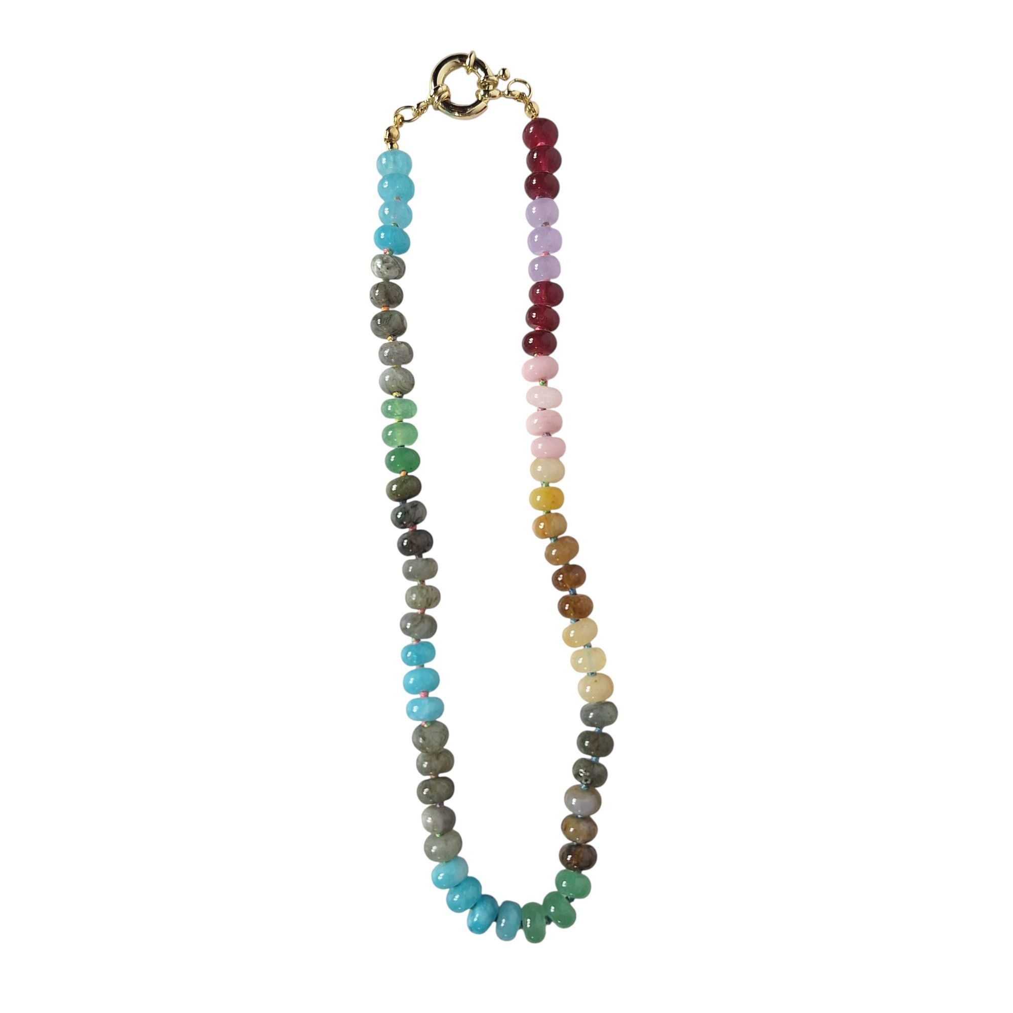 Other Multi Gemstone Rainbow Rondelle Bead Necklace Gold Bolt Clas Size ONE SIZE - 2 Thumbnail