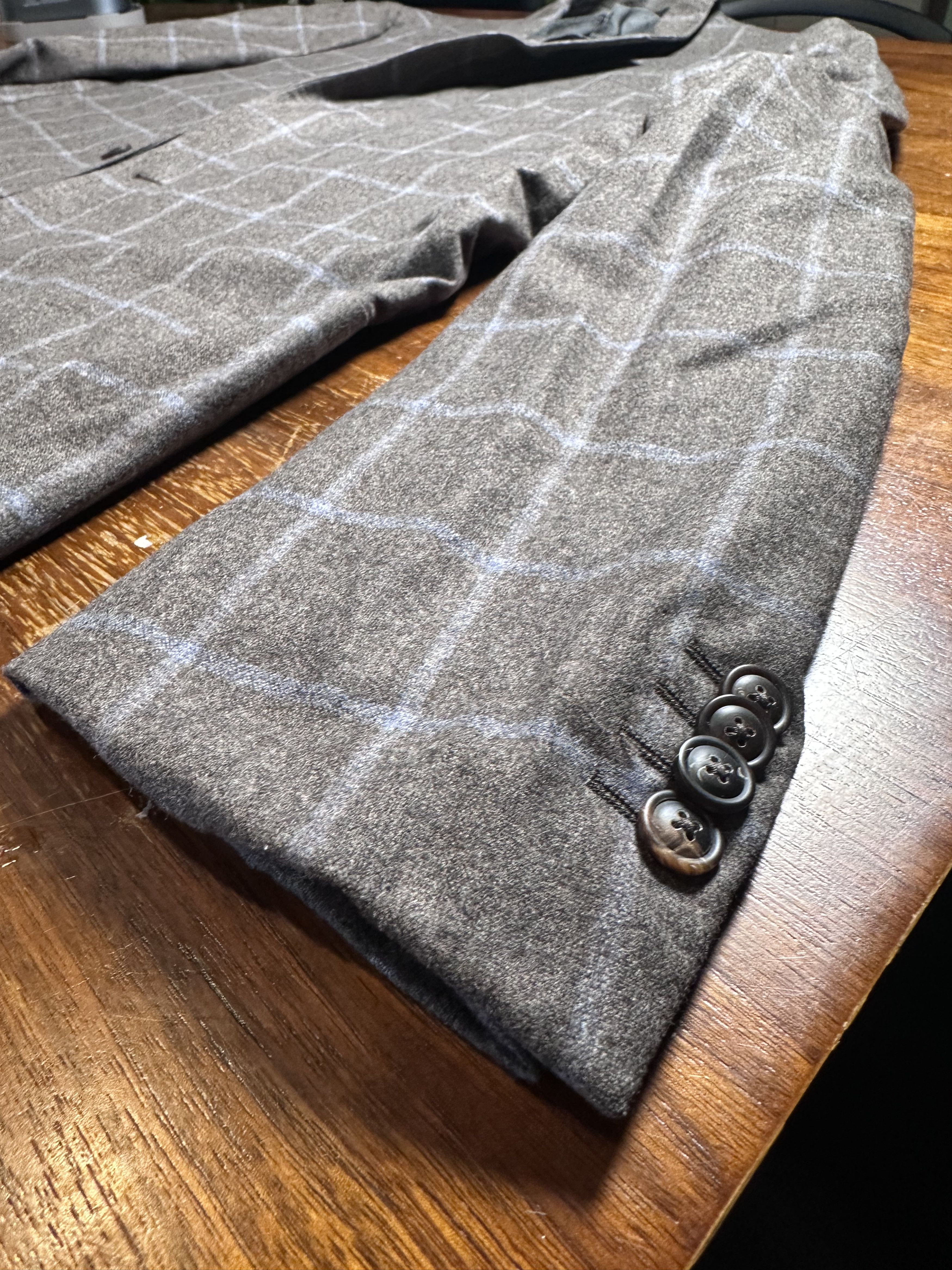 Faconnable Façonnable Windowpane Wool Blazer Sport Coat Grey Size US XL / EU 56 / 4 - 2 Thumbnail