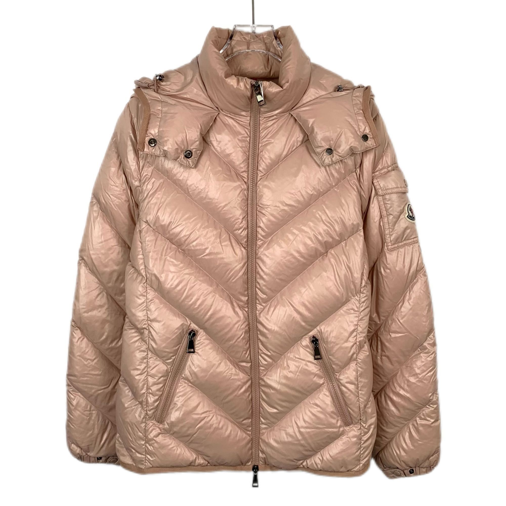 Moncler Moncler Pink Logo-Patch Zip-Up Down Jacket (Size 2) Size XS / US 0-2 / IT 36-38 - 1 Thumbnail
