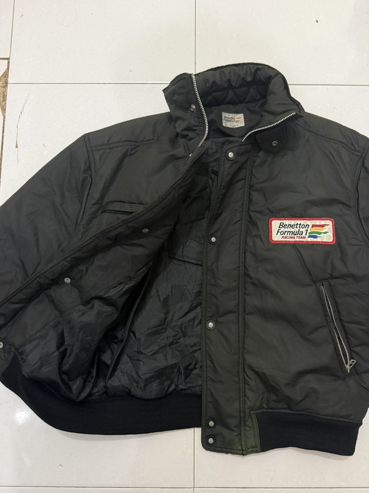 United Colors Of Benetton 90’s UCOB Big Logo Bomber Distress Jacket Size US M / EU 48-50 / 2 - 8 Thumbnail