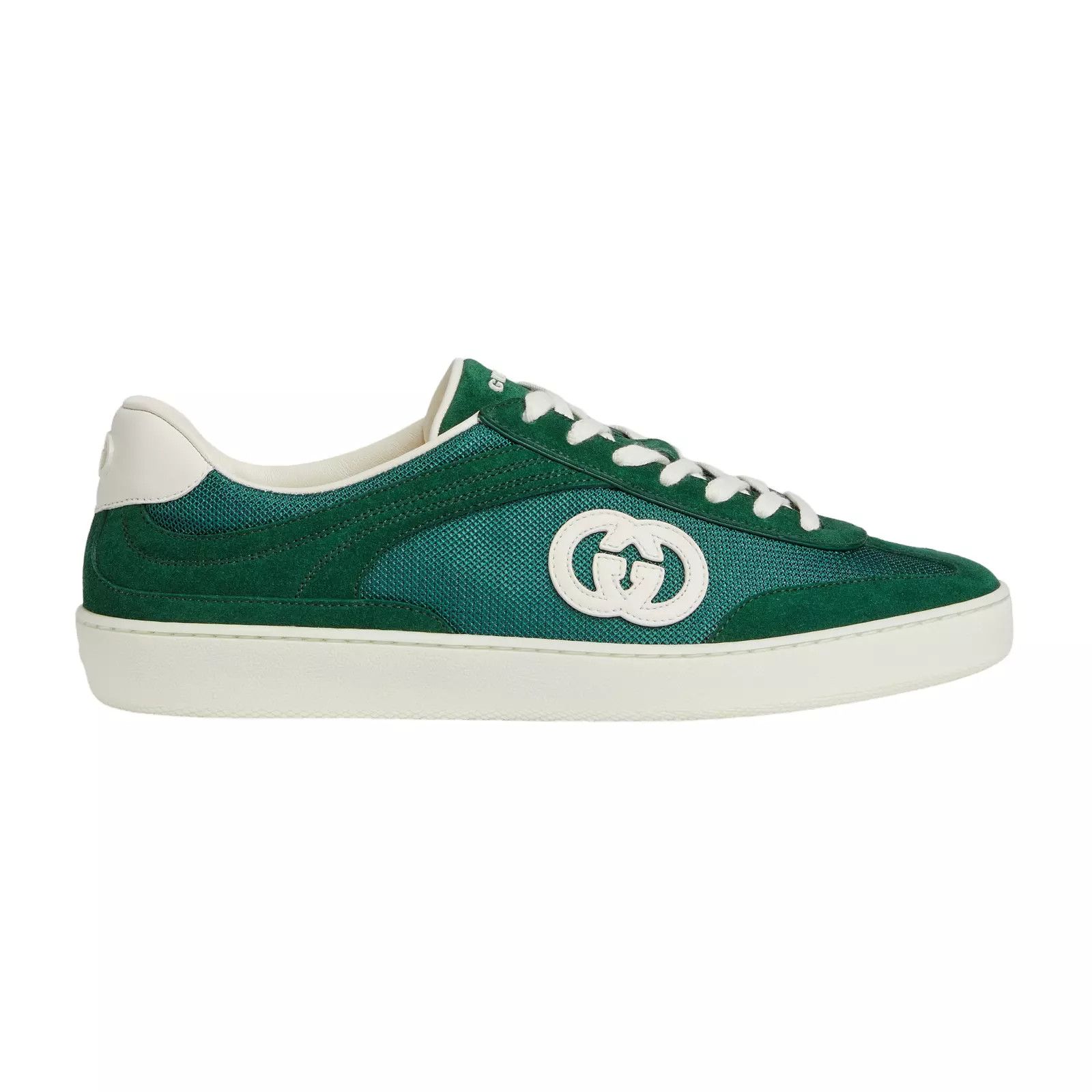 GUCCI Interlocking G Men's Green Suede Low Top Sneakers New