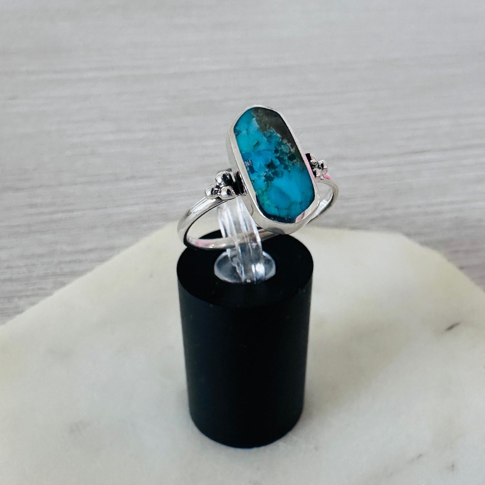 The Unbranded Brand Sterling Silver Turquoise Statement Ring Size ONE SIZE - 11 Thumbnail