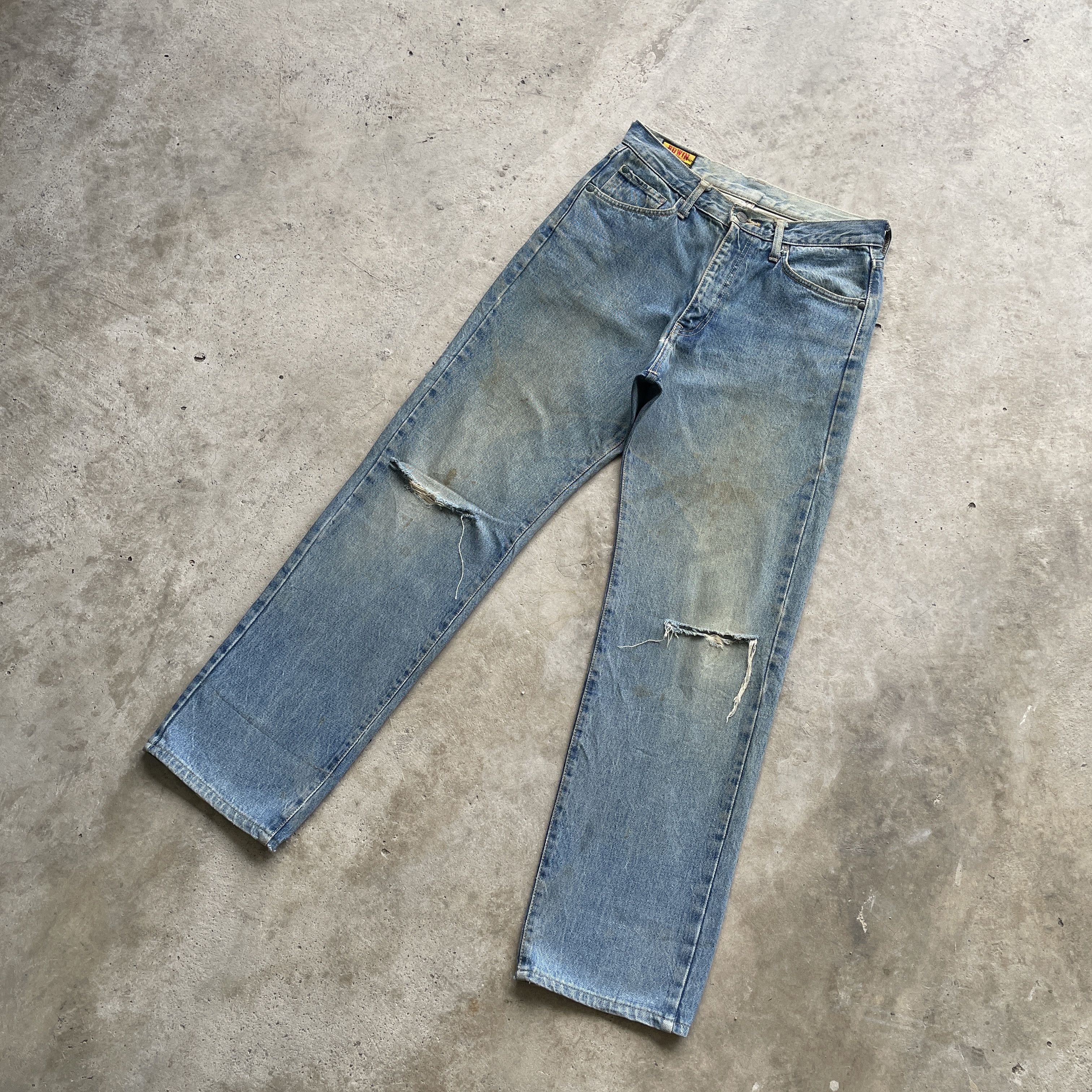 Edwin × Vintage 90s EDWIN RUSTY JEANS DISTRESSED DENIM FADED PANTS W30 Size US 30 / EU 46 - 1 Thumbnail
