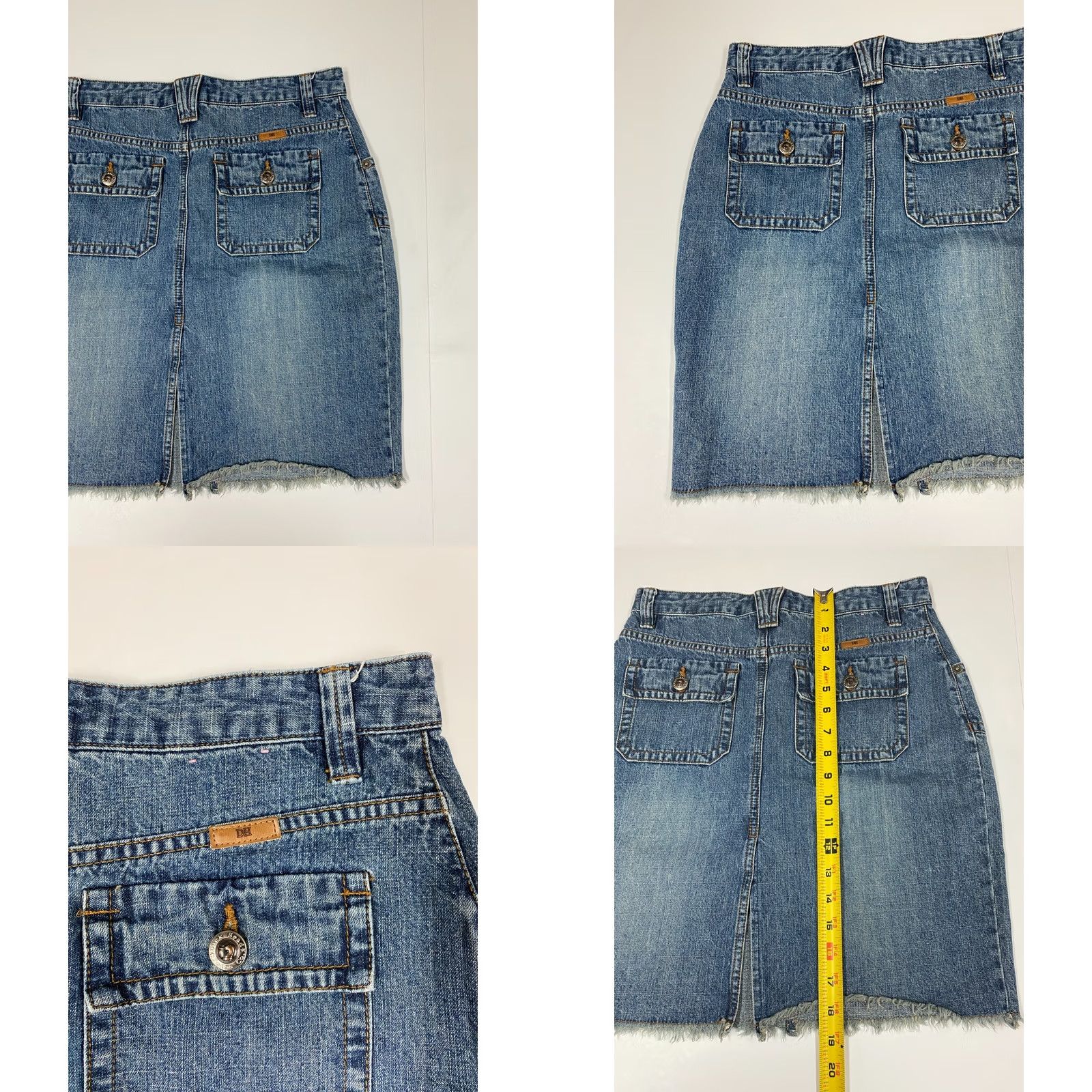 Vintage Duck Head Womens Skirt Denim Knee Length A-Line Zip Blue 3 Regular Lined Ruffle Zipper Casual Vintage No Size 26" / US 2 / IT 38 - 8 Thumbnail