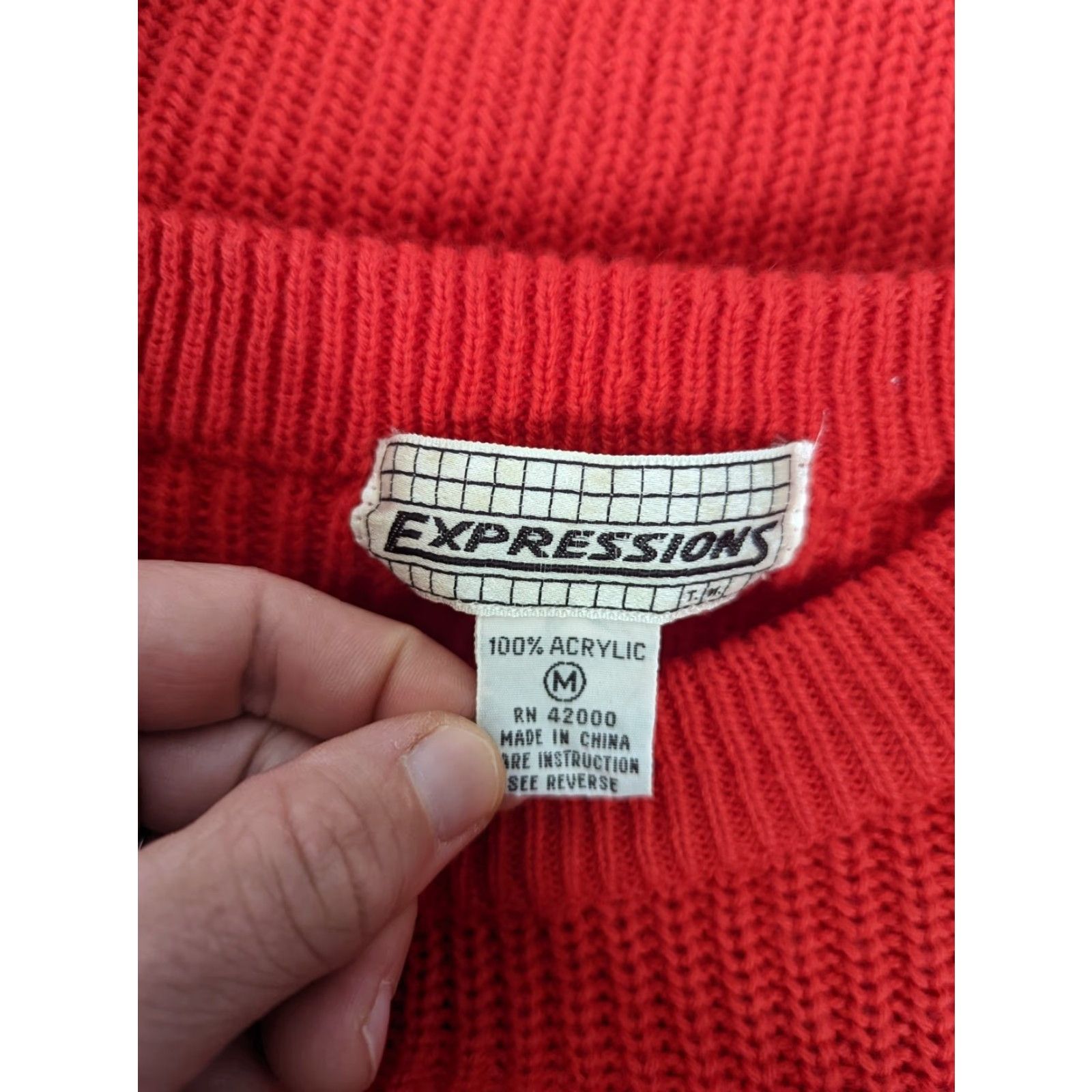 Vintage VINTAGE Expressions Dad Sweater Cosby 90s Mens Medium Crewneck Red S3C Crewneck (Sleeves 24) Size US M / EU 48-50 / 2 - 4 Thumbnail