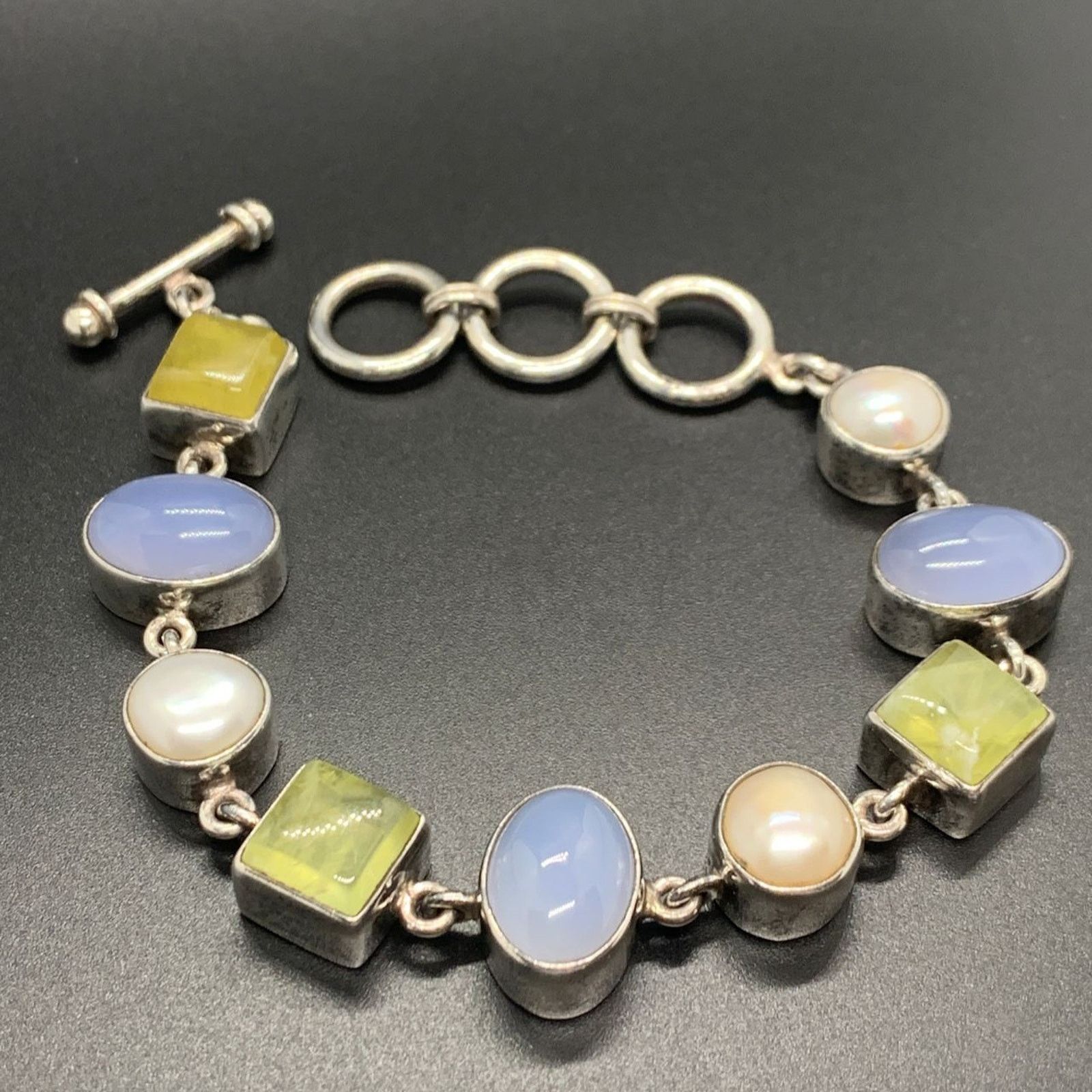 Other Starborn 925 Sterling Silver Pearl Gemstone Toggle Bracelet Size ONE SIZE - 2 Thumbnail
