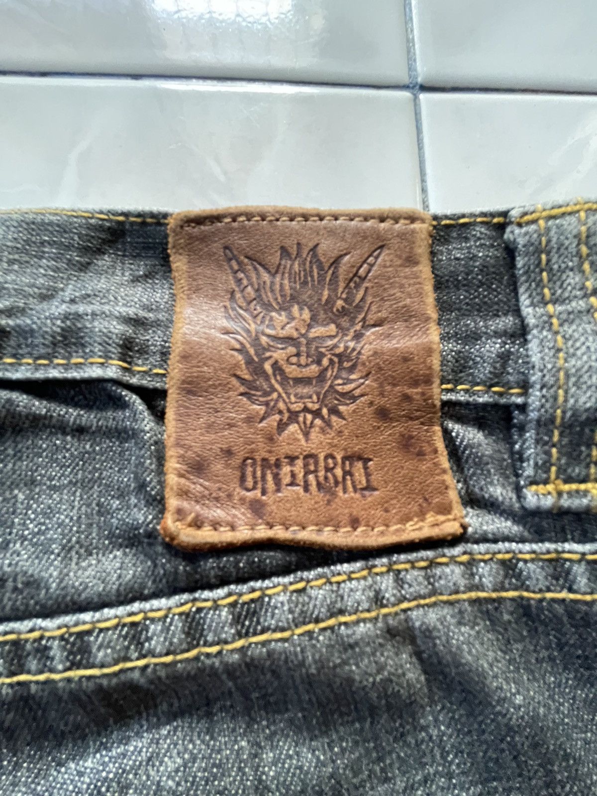 Japanese Brand × LOWBOX × Oni Oniarai Japan Embroidered Oni Japanese Folklore Denim Jeans Size US 30 / EU 46 - 21 Thumbnail
