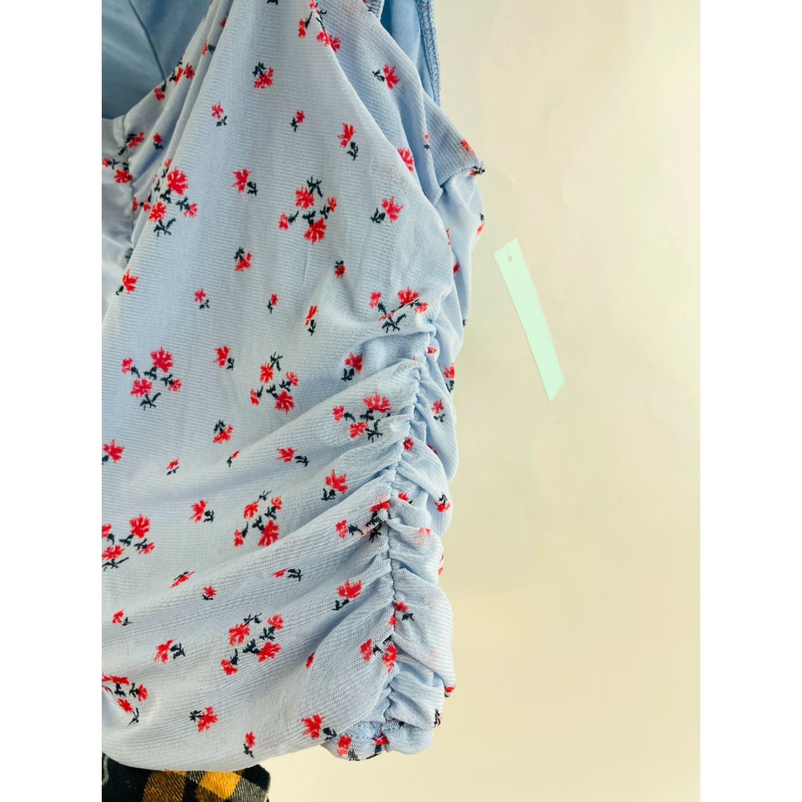 Vintage ABOUND Crop Top Women’s XL Blue Floral Puff Sleeve Ruched Square Neck NWT Size XL / US 12-14 / IT 48-50 - 3 Thumbnail