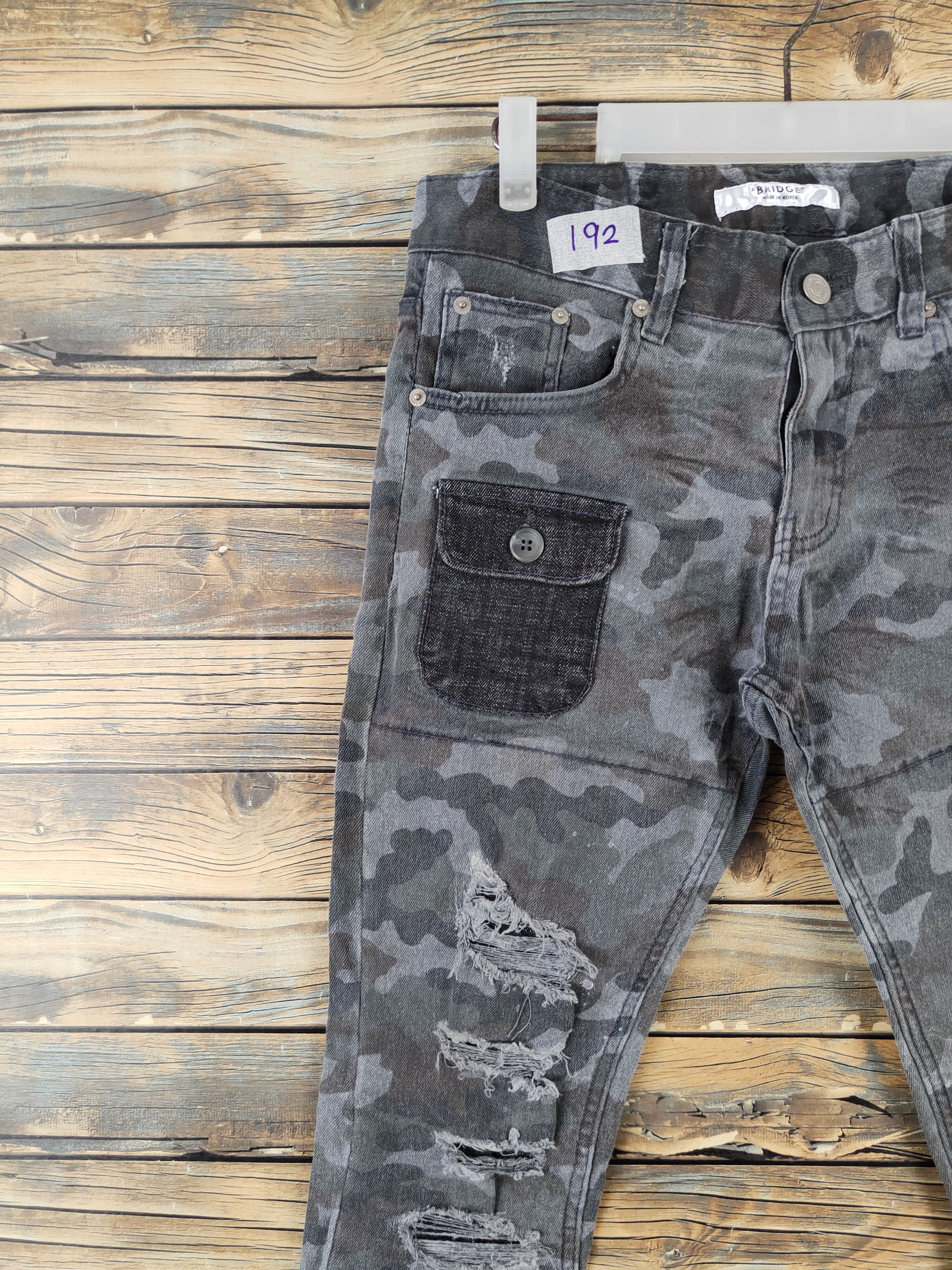 Japanese Brand DLL Bridge Camo Distressed Ripped Skinny cargo pants #192 Size 30" / US 8 / IT 44 - 3 Thumbnail