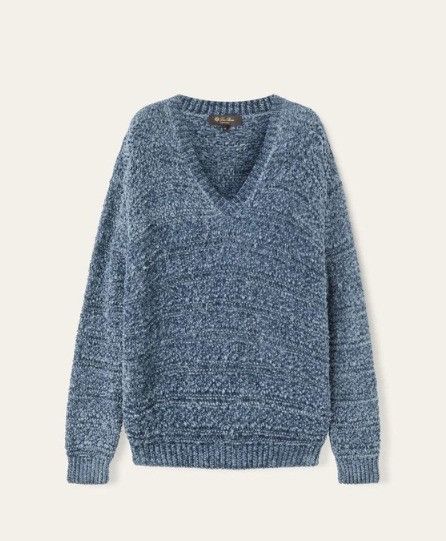 Loro Piana o1w1db10825 FAO8348 Val D'egua V-neck Sweater in Blue Size XS / US 0-2 / IT 36-38 - 1 Thumbnail