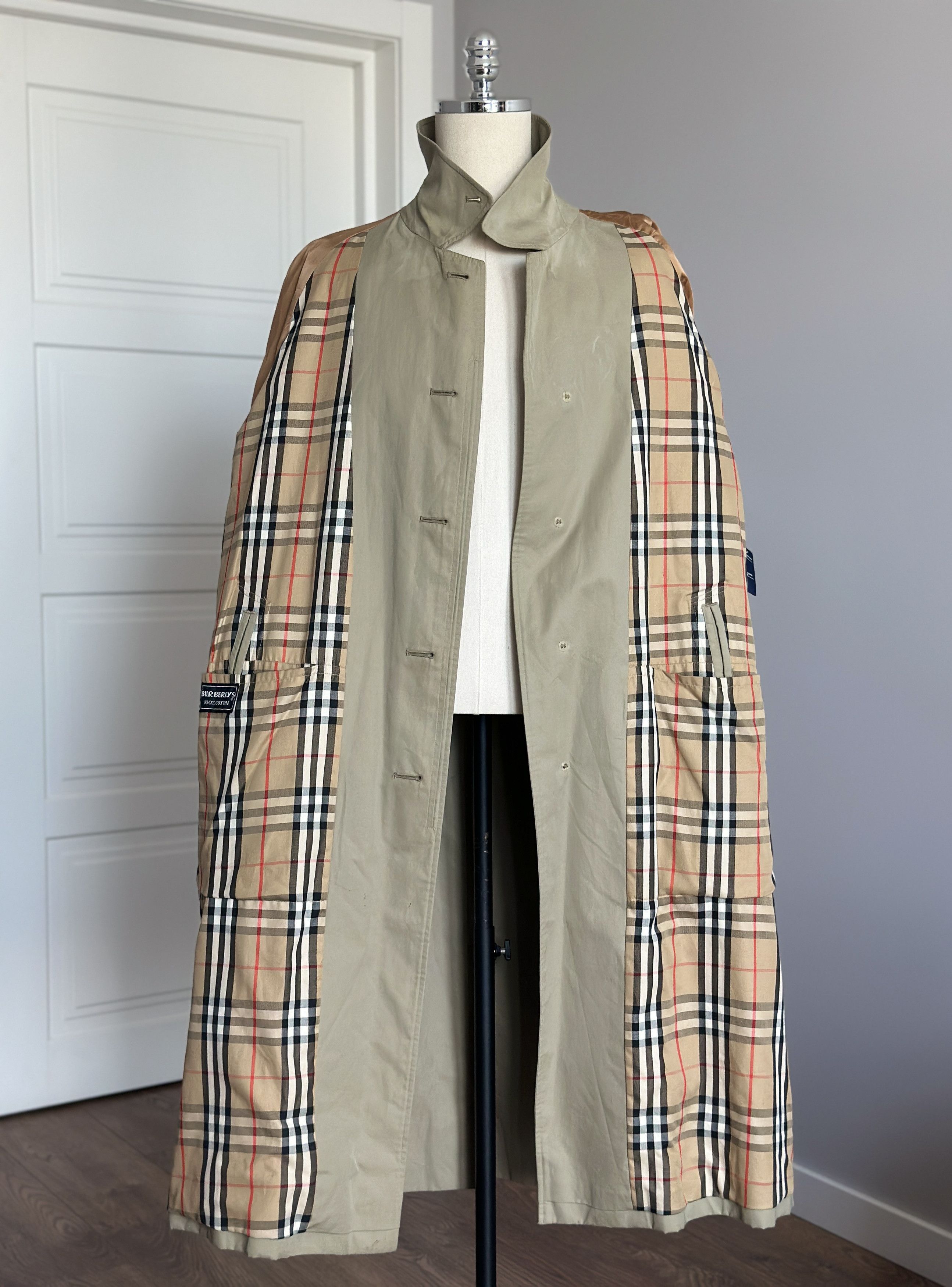 Burberry Vintage BURBERRYS 100% Cotton Long Coat Nova Check Lining Size US XL / EU 56 / 4 - 11 Thumbnail