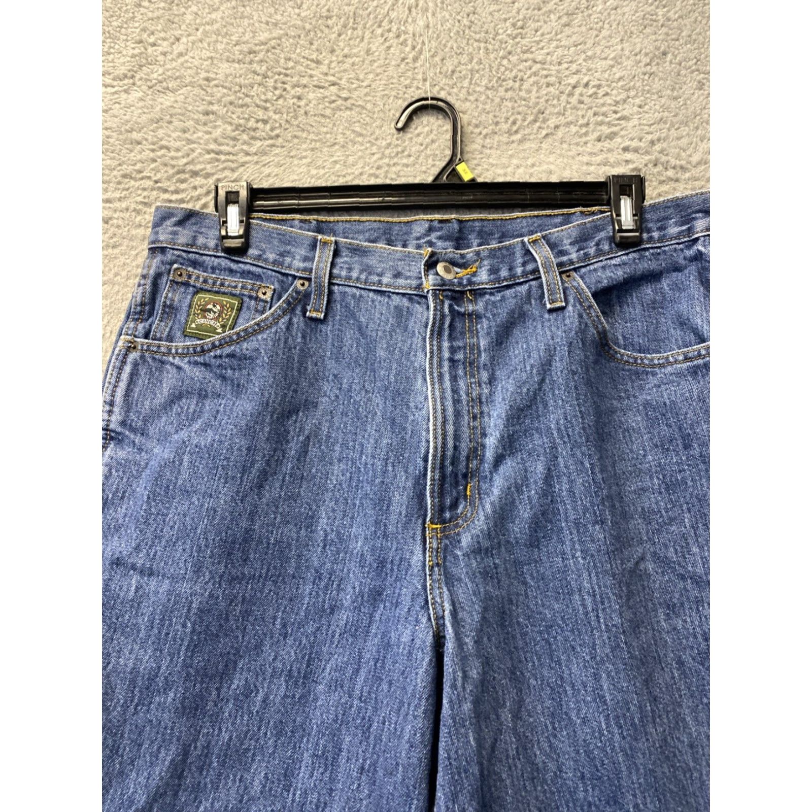 Denime Cinch Jeans Men Straight 36x38 Blue Denim Medium Wash Regular 5-Pocket Rise Mid Button Zip Pocketed Mens Clothing Category: Jeans Size US 36 / EU 52 - 2 Thumbnail