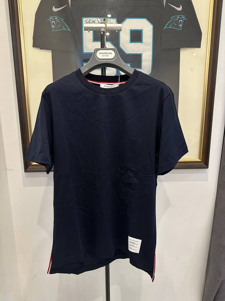 Image of Thom Browne Short Sleeve T-Shirt in Navy, Men's (Size Small)