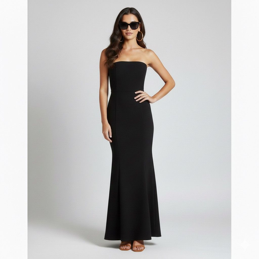 Vintage Vintage Black Tube Maxi Mermaid Dress - Stretchy! 🇨🇦 Size M / US 6-8 / IT 42-44 - 1 Thumbnail