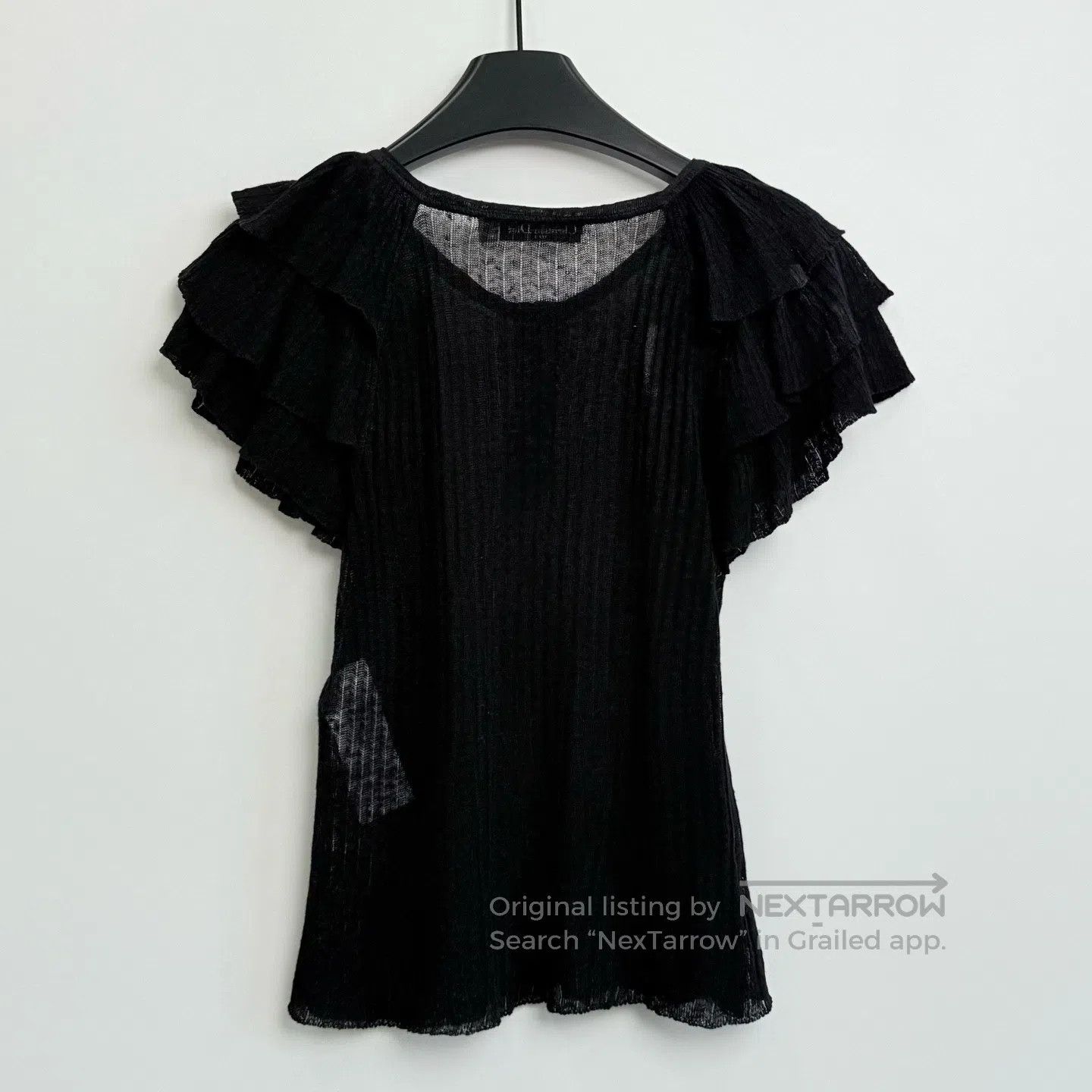 Dior Dior Solid Color Round Neck Short Sleeve with Lace Hem Shi Size XS / US 0-2 / IT 36-38 - 3 Thumbnail