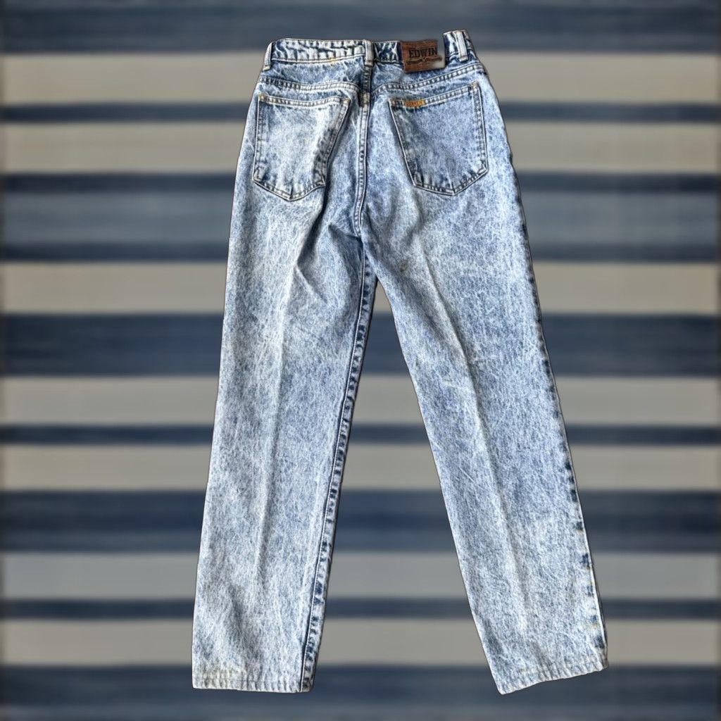 Edwin VINTAGE Edwin Denim Straight Jeans Women’s 24x26 Acid Wash Slim Blue 80s Size 42" / US 20 - 1 Thumbnail