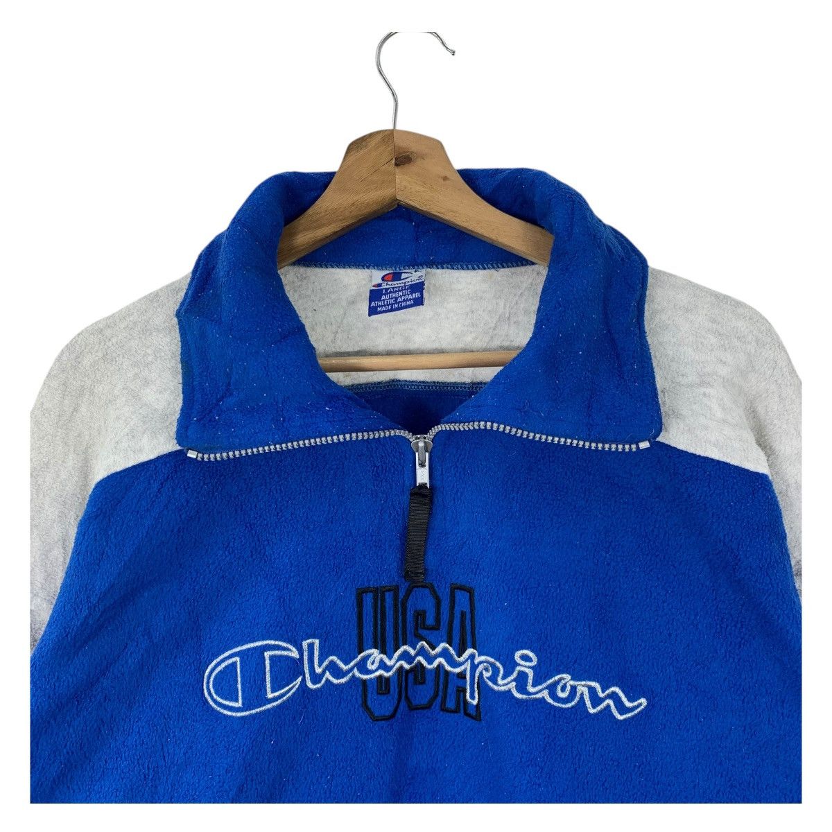 Champion × Vintage Vintage CHAMPION Usa Big Logo Fleece Half Zipper Sweatshirt Size US L / EU 52-54 / 3 - 3 Thumbnail