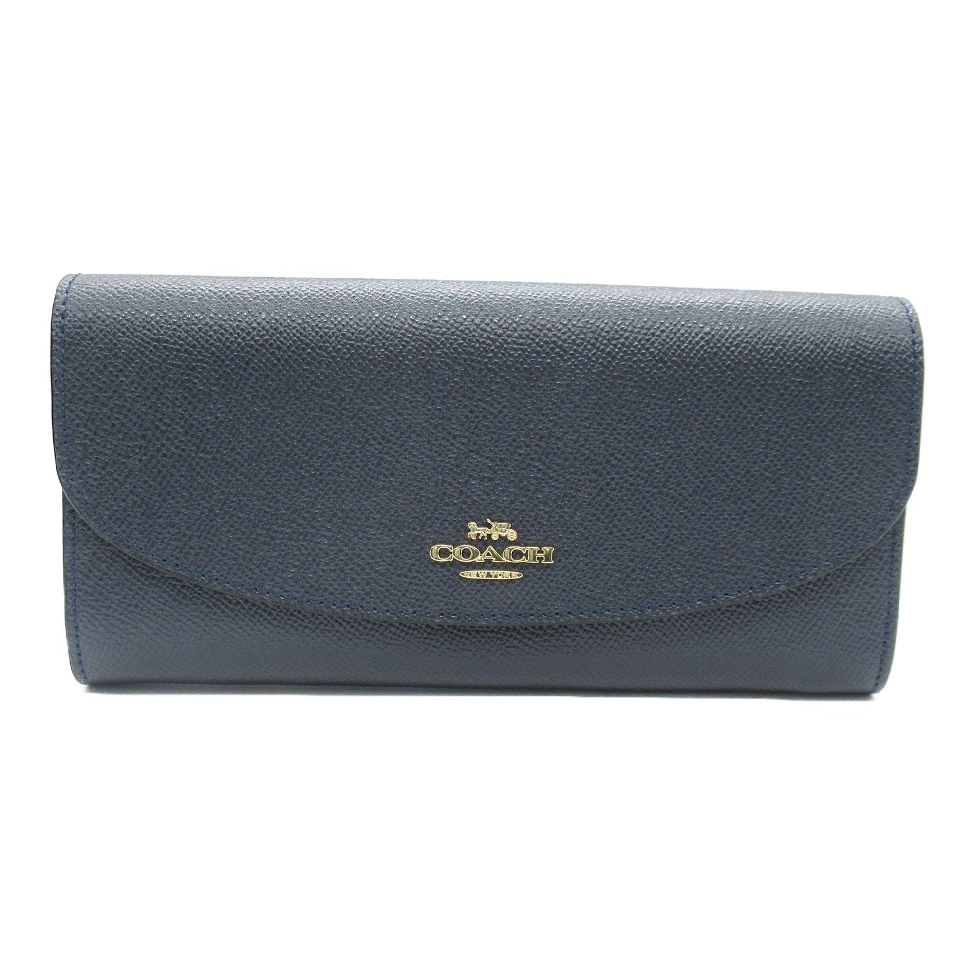 image of Coach Bifold Long Wallet Navy Dark Blue Leather F54009Immid, Women's