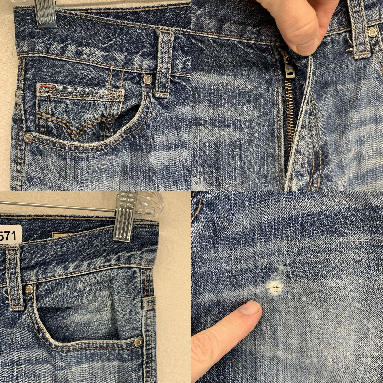 Vintage Buckle BKE Men's Jeans Straight Leg 33x35 Blue Denim Casual 80s 90s Rock Style Size US 30 / EU 46 - 8 Thumbnail