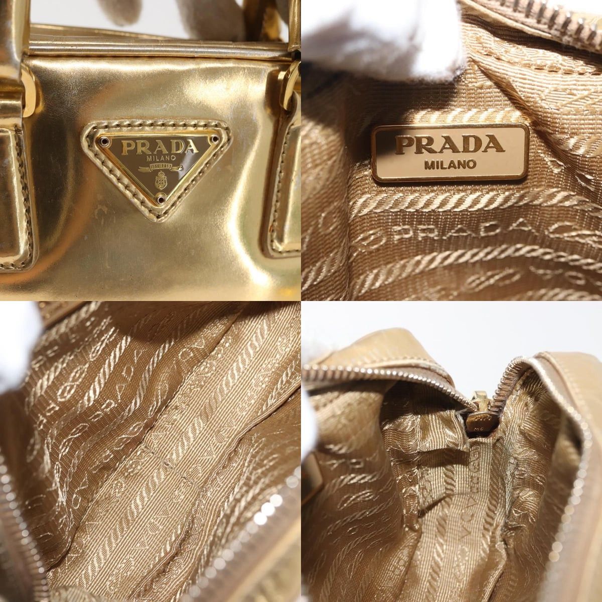 Prada PRADA Hand Bag Leather Gold Size ONE SIZE - 12 Thumbnail