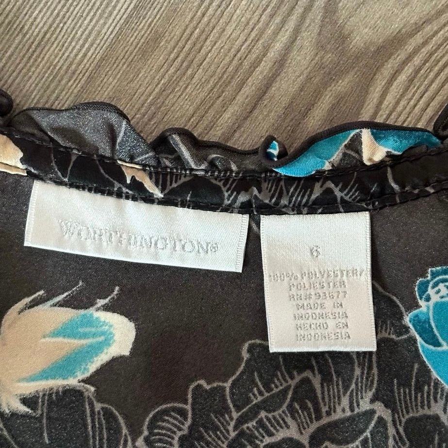 Worthington worthington black blue floral blouse Size M / US 6-8 / IT 42-44 - 3 Thumbnail
