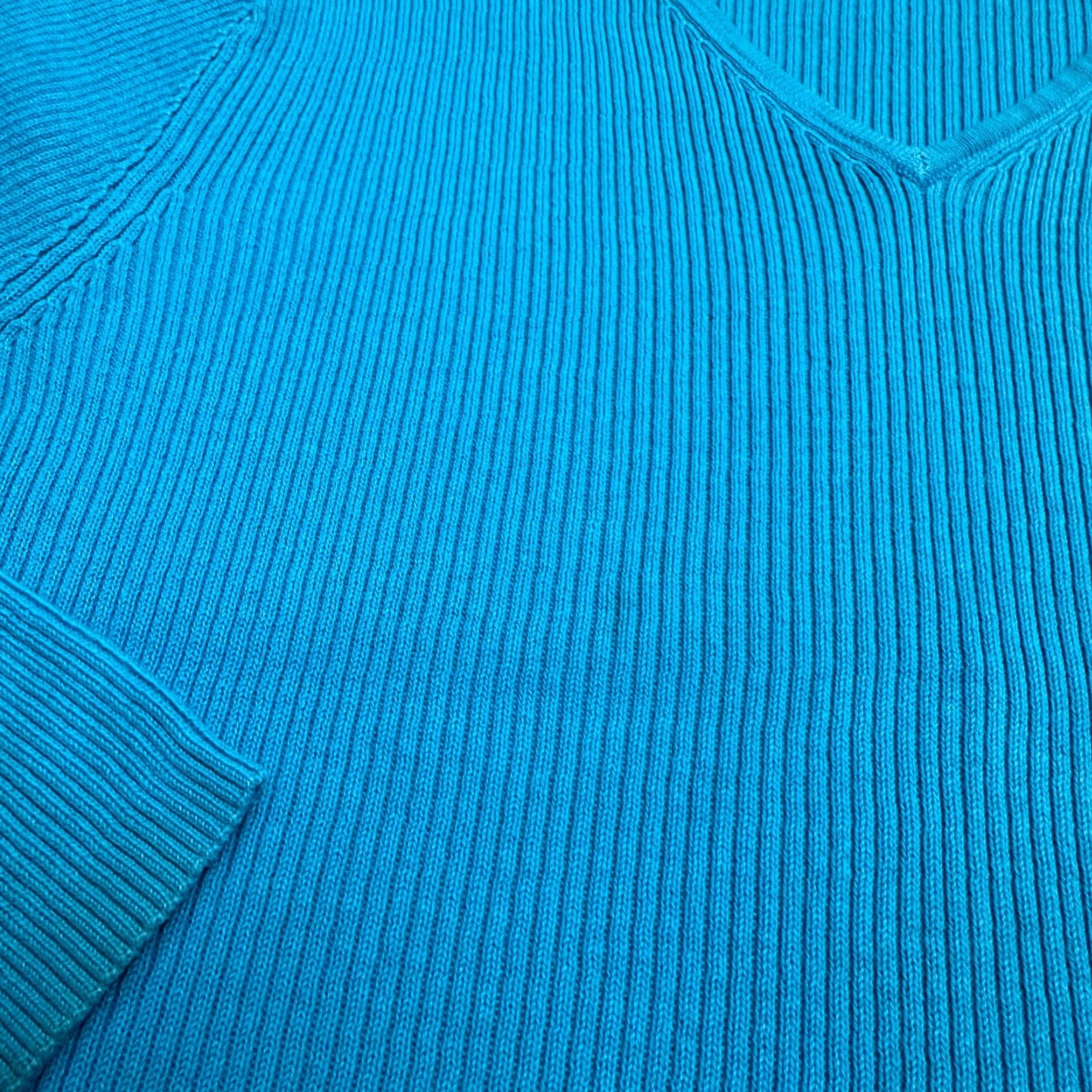 Vintage YarnWorks Pullover Sweater Women M Blue V-Neck Ribbed Knit Casual Classic Knitwear Size M / US 6-8 / IT 42-44 - 6 Thumbnail