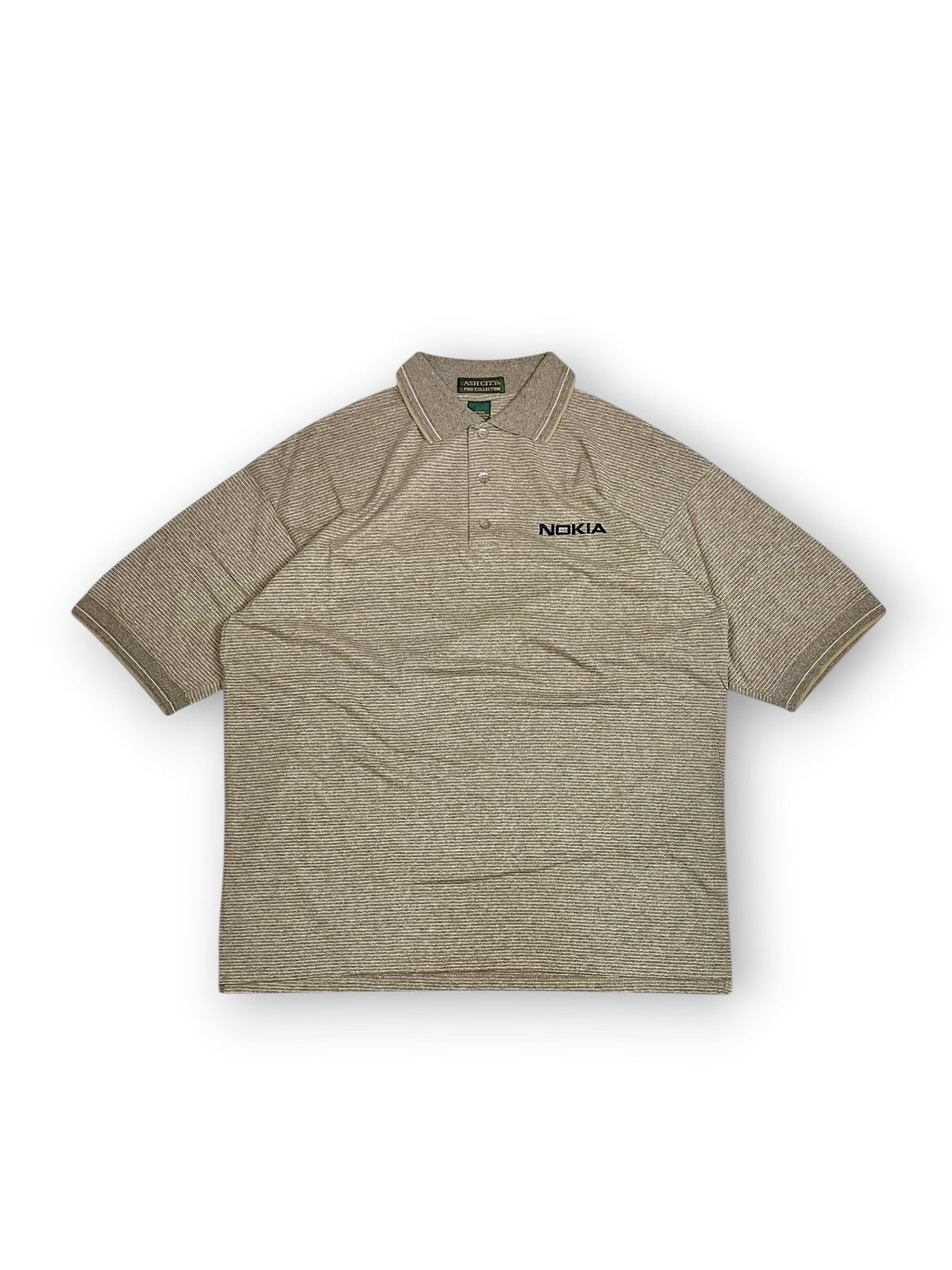 Vintage 90s Ash City "Nokia" Vintage Pinstripe Polo Shirt Size US XL / EU 56 / 4 - 1 Thumbnail