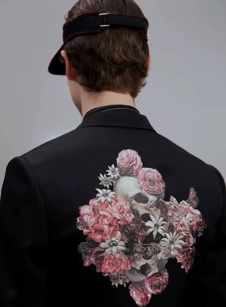 Dior Dior 17ss floral skull black suit Size 46R - 9 Thumbnail