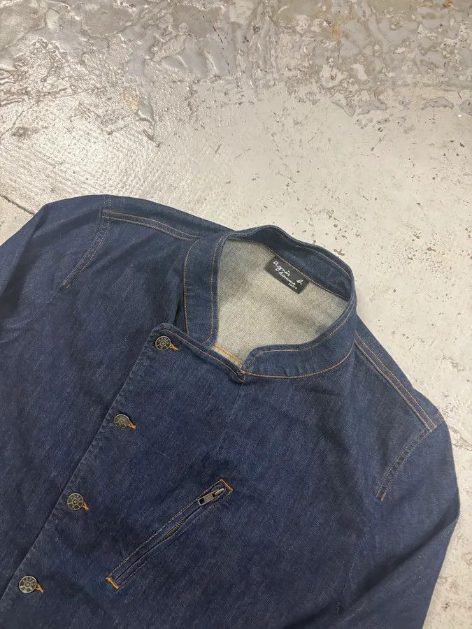 agnes b. Agnès b Navy Asymmetrical Buttoned Denim Jacket Size US M / EU 48-50 / 2 - 4 Thumbnail