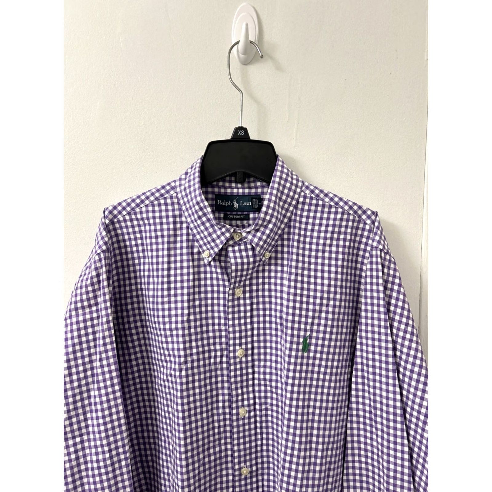 Ralph Lauren VINTAGE Ralph Lauren Shirt Mens Large Purple Plaid Oxford Button Down Green Pony L/S Size US L / EU 52-54 / 3 - 2 Thumbnail
