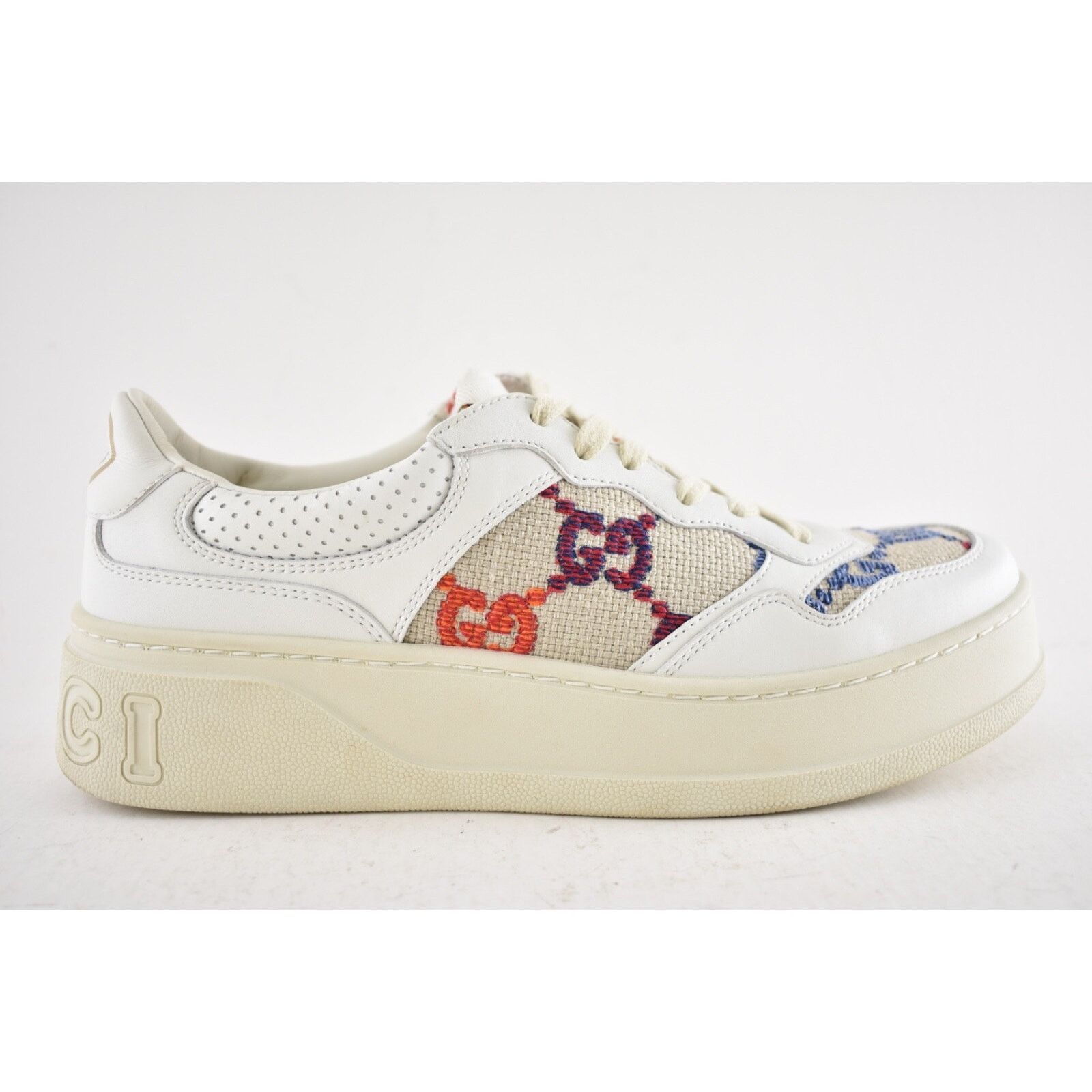 Gucci Gucci GG Logo White Platform Low Top Lace Up Tie Sneaker 40 Size US 10 / IT 40 - 2 Thumbnail