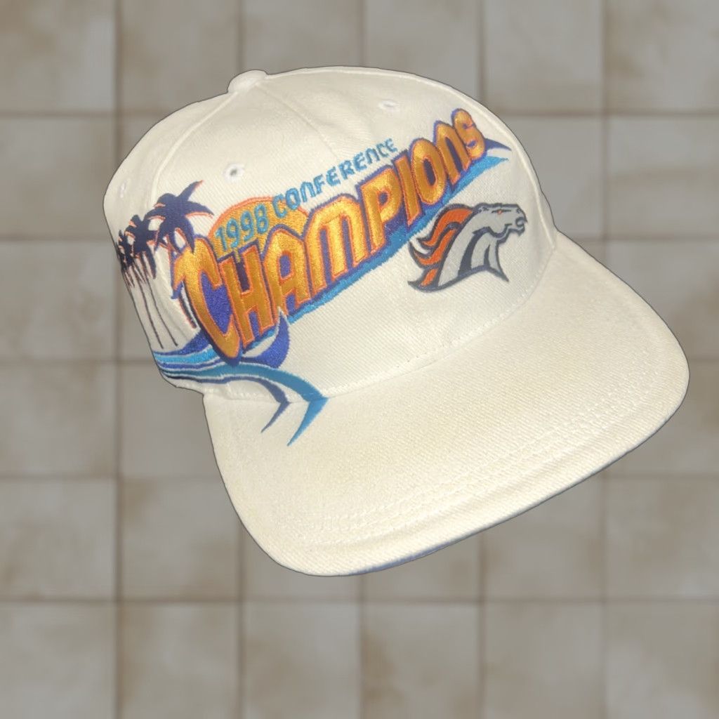 Sports Specialties VINTAGE Sports Specialties Pro Line Denver Broncos Conference Champions Cap 1998 Baseball Cap Unisex Adults Adjustable White 90s NFL Logo Featured Size ONE SIZE - 1 Thumbnail