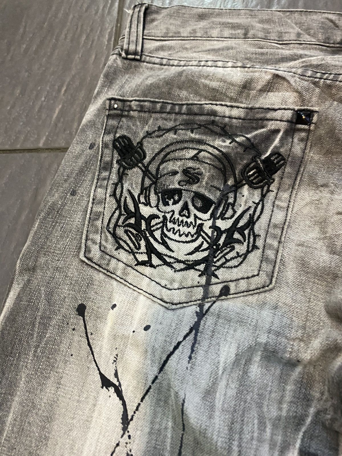 Hysteric Glamour Flare jeans Sorridere Skulls painted Boot Cut Size US 31 - 2 Thumbnail