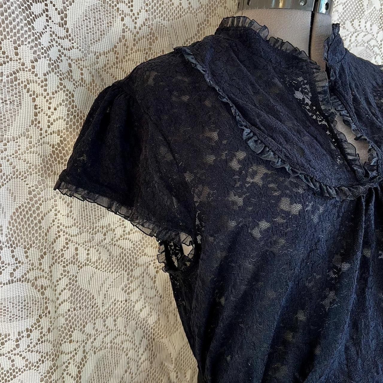Other Black blouse with ruffles and lace trim in babydoll style 🖤 Size M / US 6-8 / IT 42-44 - 4 Thumbnail
