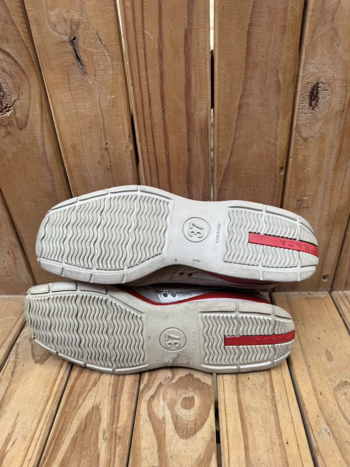 Prada Prada Women’s silver leather sneakers EUR 37 USA 7 Uk 4 Size US 7 / IT 37 - 7 Thumbnail