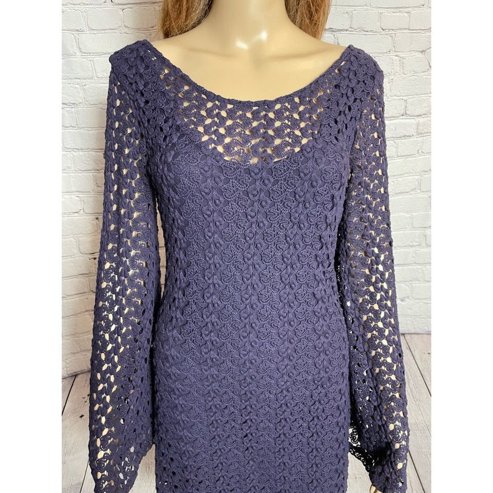 Free People Free People Gypsy Crochet Lace Purple Dress Size M Size M / US 6-8 / IT 42-44 - 3 Thumbnail