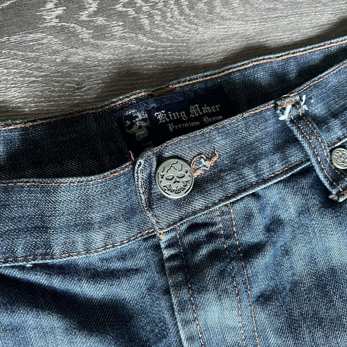 Vintage Vintage King Maker Cross Logo Distressed Denim Jeans 38x32 Size US 38 / EU 54 - 6 Thumbnail
