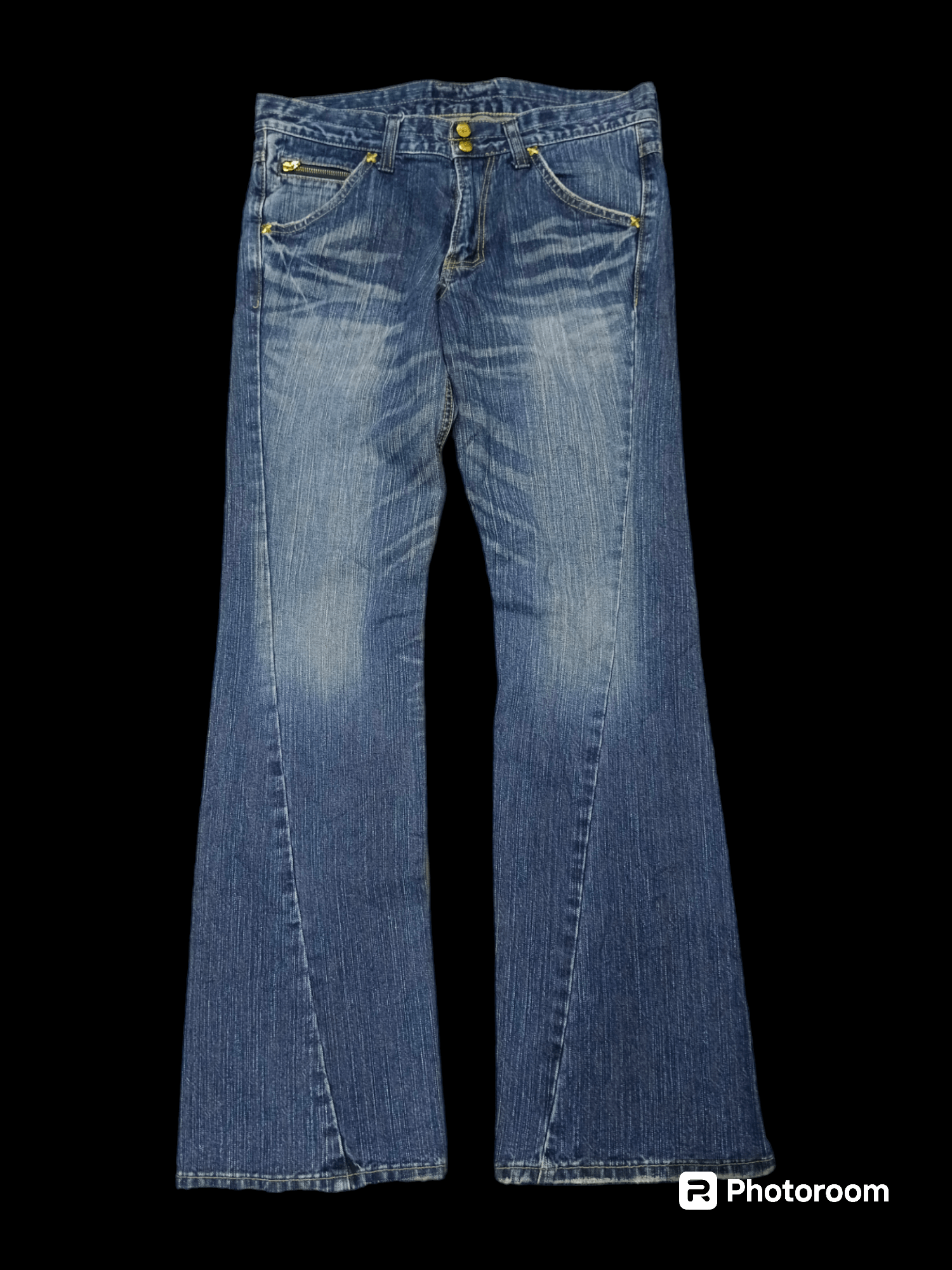 image of Distressed Denim x Hype Flare Twist Lee Denim Pants in Blue Distressed, Men's (Size 31)