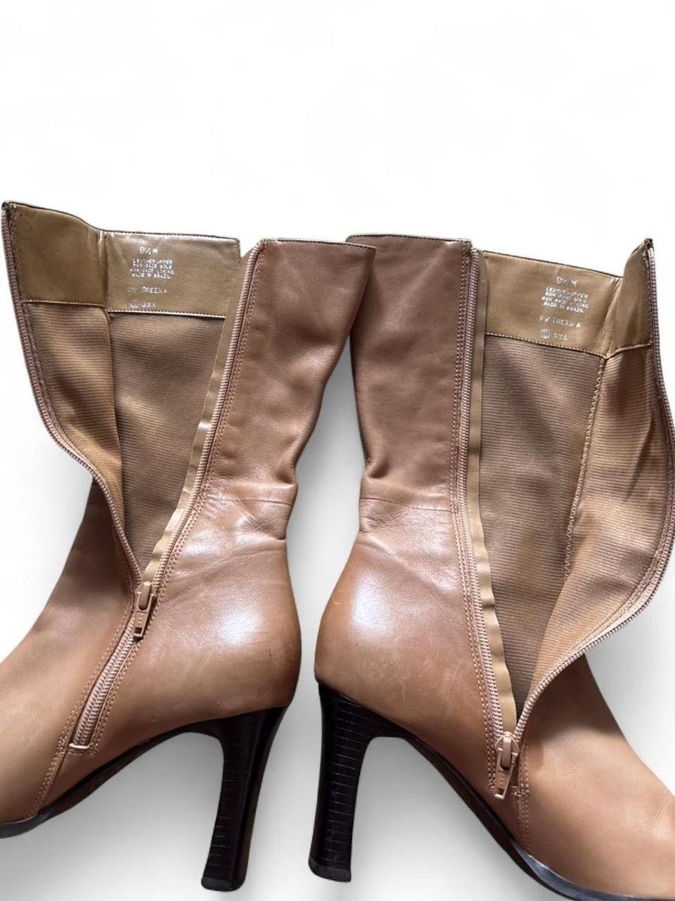 Nine West Vintage Nine West Tan Leather Mid Calf Boots Size US 8.5 / IT 38.5 - 7 Thumbnail