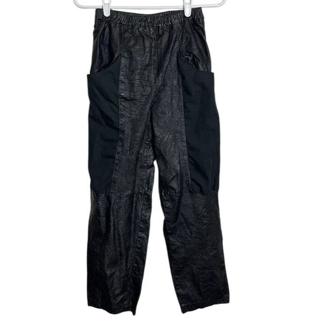 Vintage Vintage Peorgee Sport SallyB Women's Black Leather Pants XS Size 23" - 1 Thumbnail