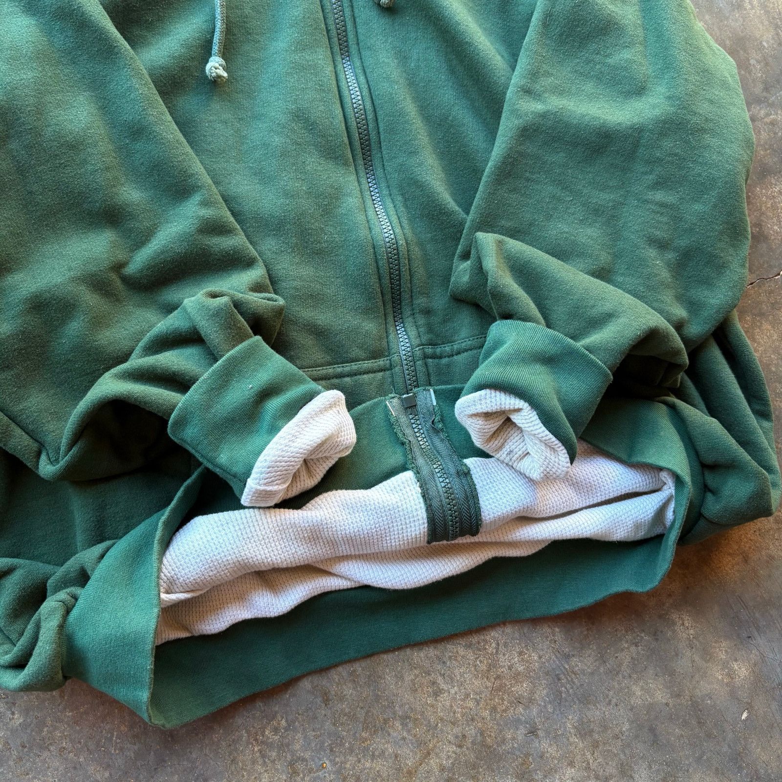 Vintage Vintage Boxy Thermal Forest Green Sweatshirt Size US XXL / EU 58 / 5 - 4 Thumbnail