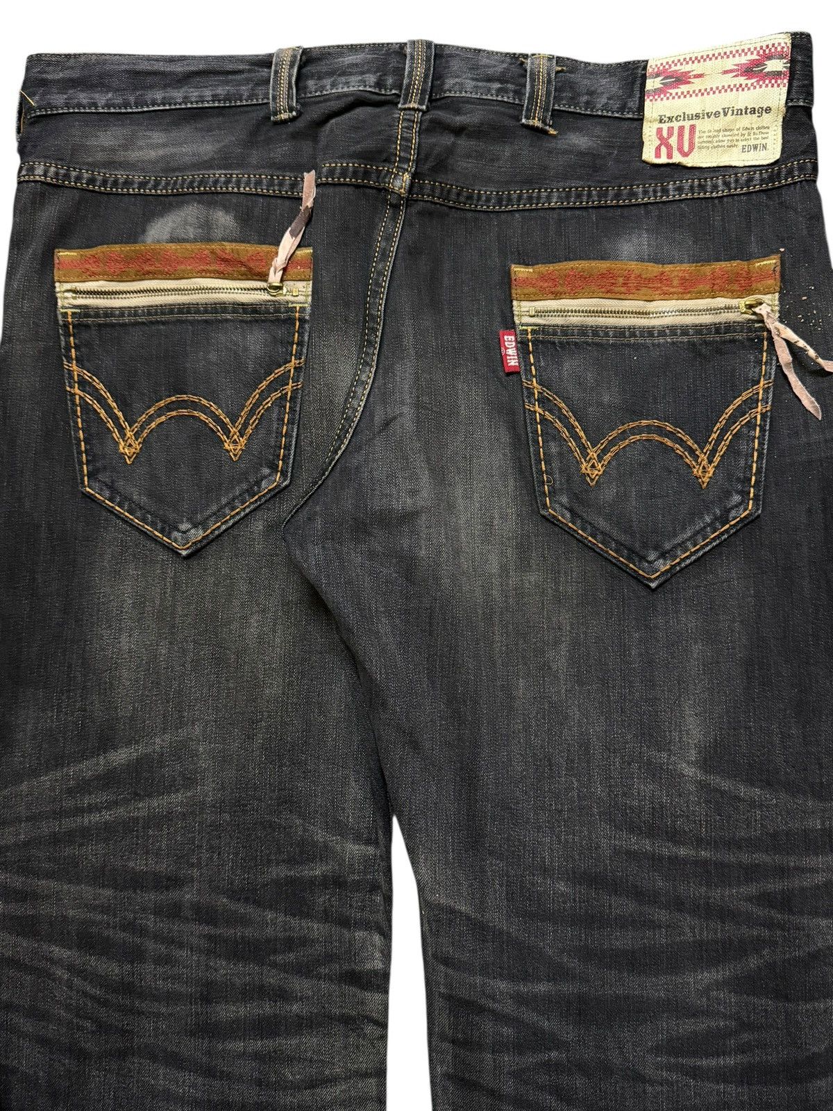 Edwin Vintage 90s Edwin Faded Wash Whiskers Wide Leg Baggy Jeans Size US 42 / EU 58 - 5 Thumbnail