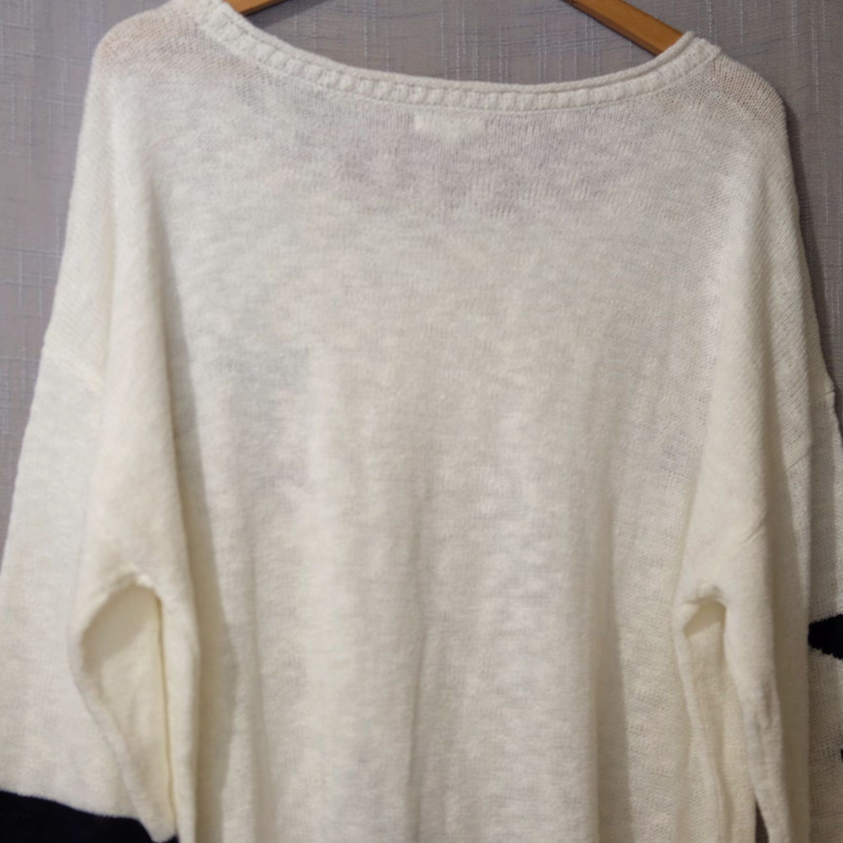 Vintage Maurice’s Sweater White/Black Star Knit Pullover Women's XXL Lightweight Sheer Nwot! Stars Reg/Plus Size (H96-10) Size XXL / US 16-18 / IT 52-54 - 6 Thumbnail
