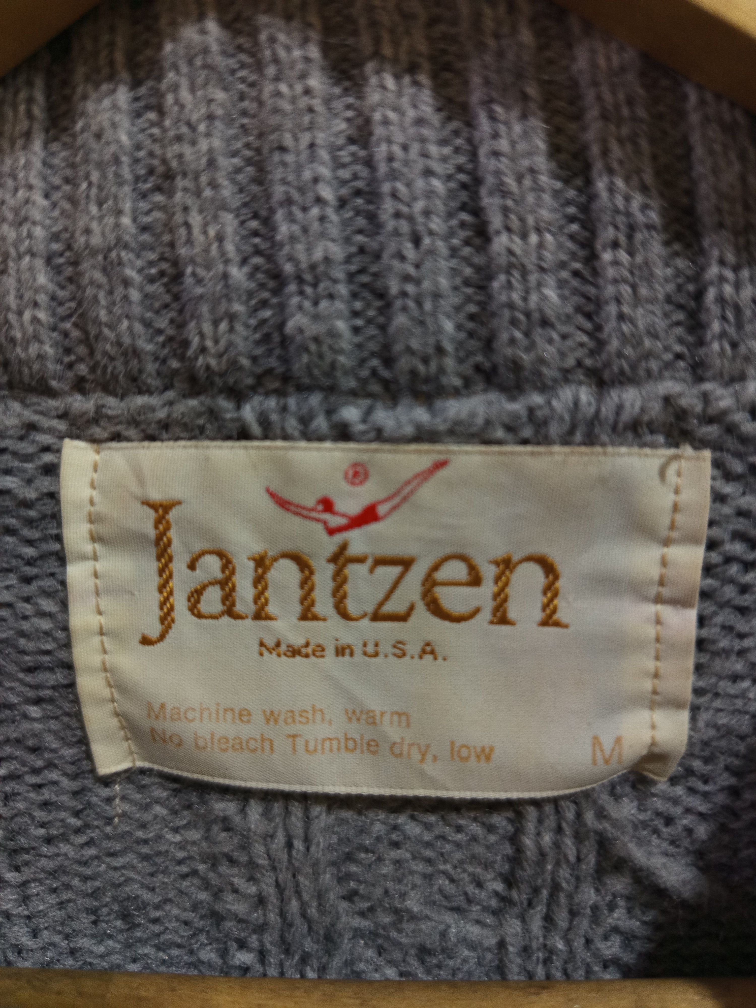 Jantzen 1980s Jantzen Cable Knit Sweater Grey Pattern Mock Neck Size US M / EU 48-50 / 2 - 10 Thumbnail
