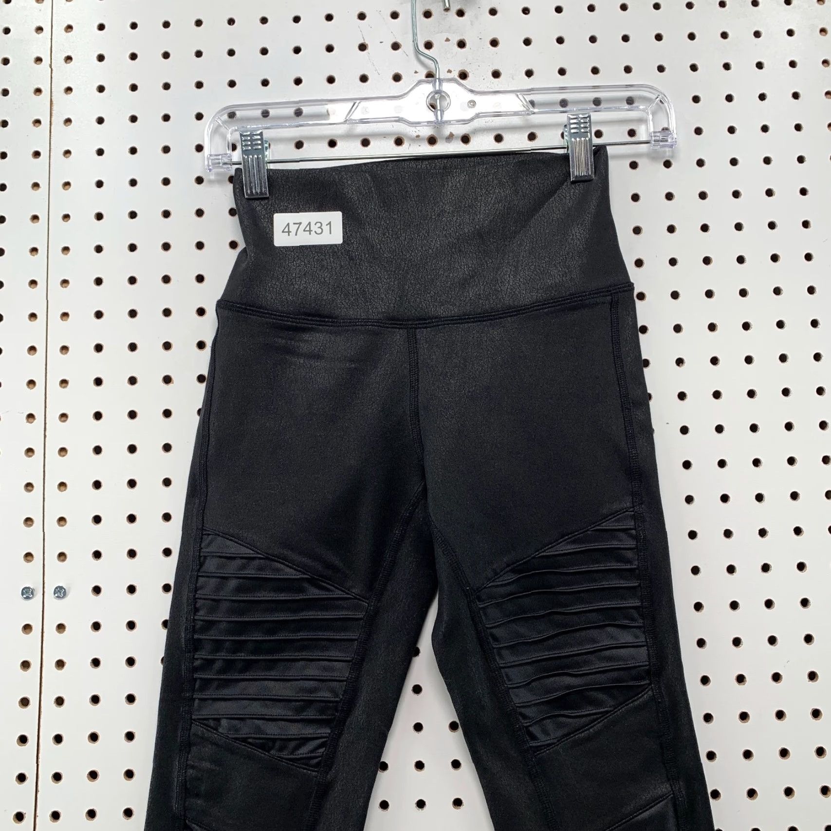 Alo Alo Yoga Moto Leggings Pants Womens XS Extra Small Black Faux Leather 22x24 Size 26" / US 2 / IT 38 - 3 Thumbnail