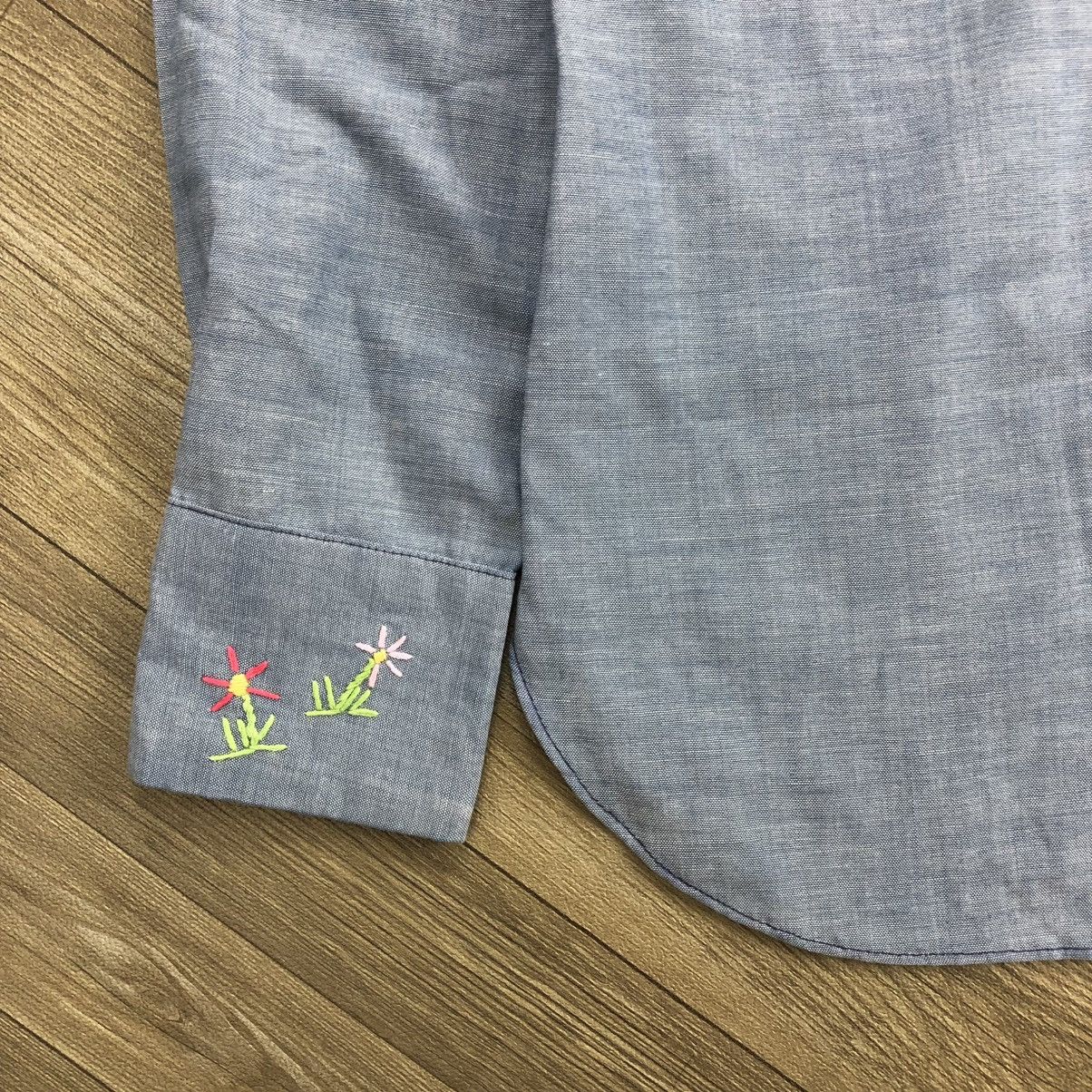 Wrangler 1970s Wrangler Embroidered Pearl Snap Western Shirt Chambray Size US S / EU 44-46 / 1 - 8 Thumbnail